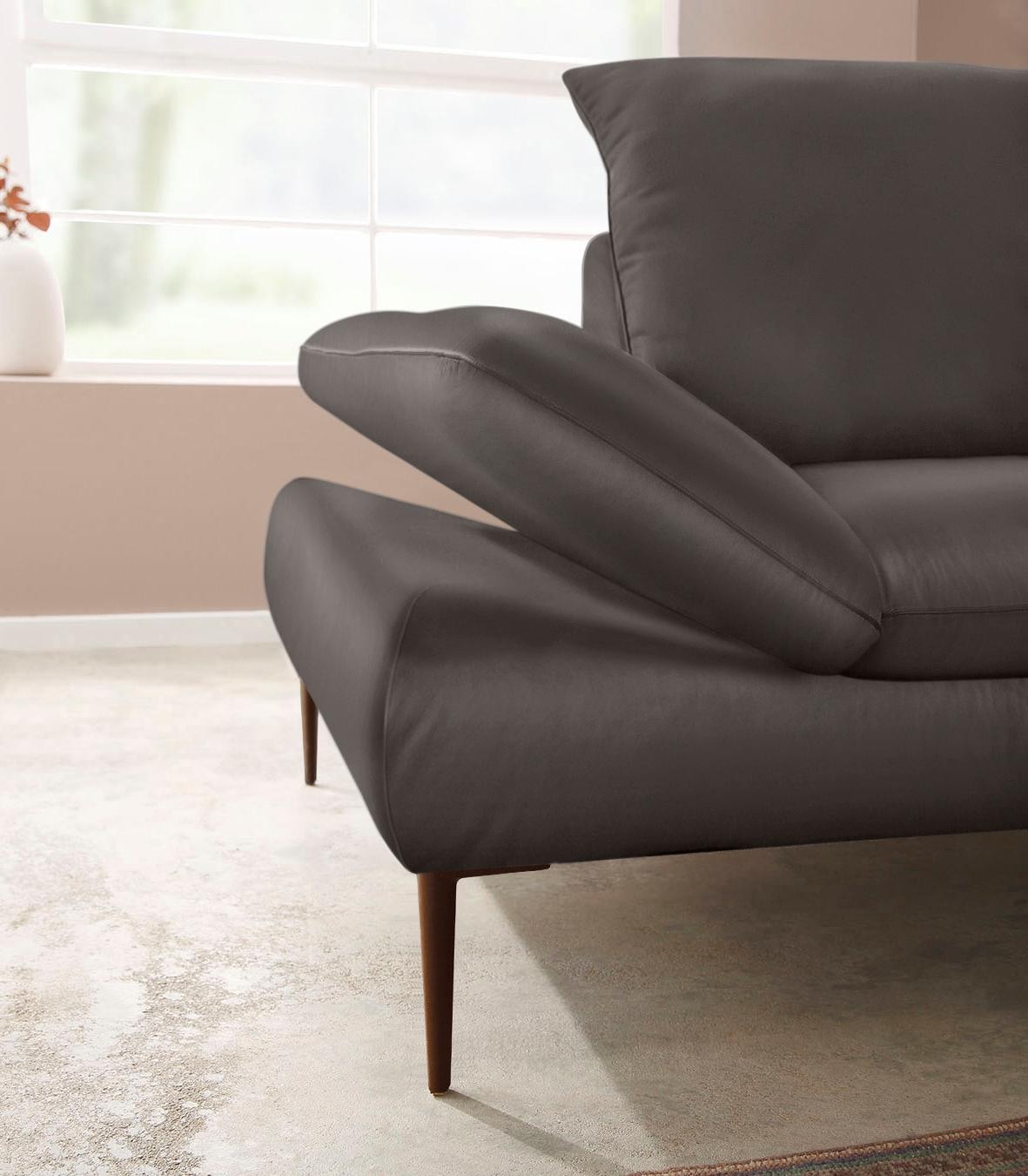 W.SCHILLIG Ecksofa »enjoy&MORE, Designsofa, elegant und bequem, L-Form«, Sitztiefenverstellung, Füße bronze pulverbeschichtet, Breite 294 cm