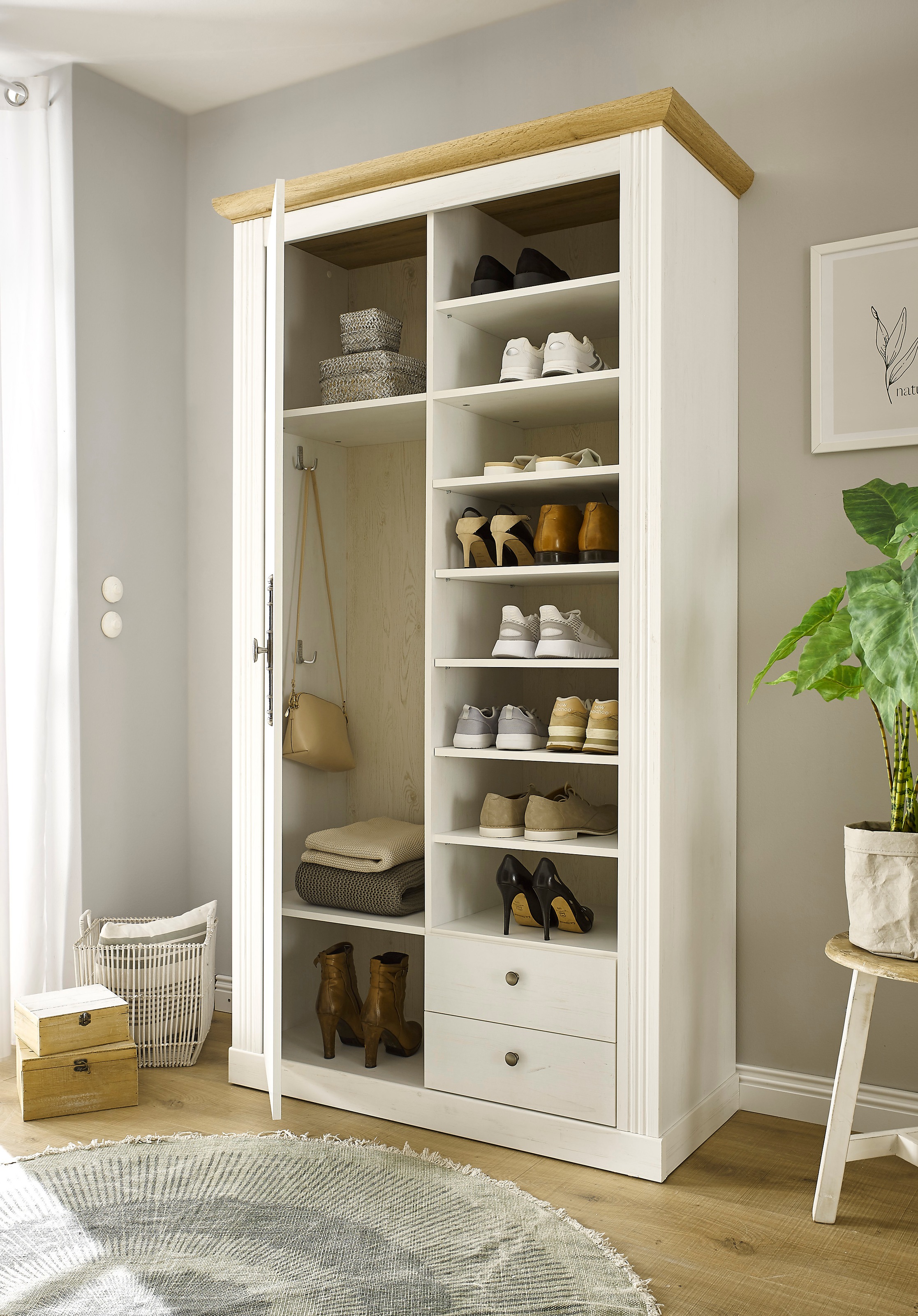 Home affaire Garderobenschrank »WESTMINSTER TOPSELLER!«, (Breite ca. 108 cm), im romantischen Landhausstil
