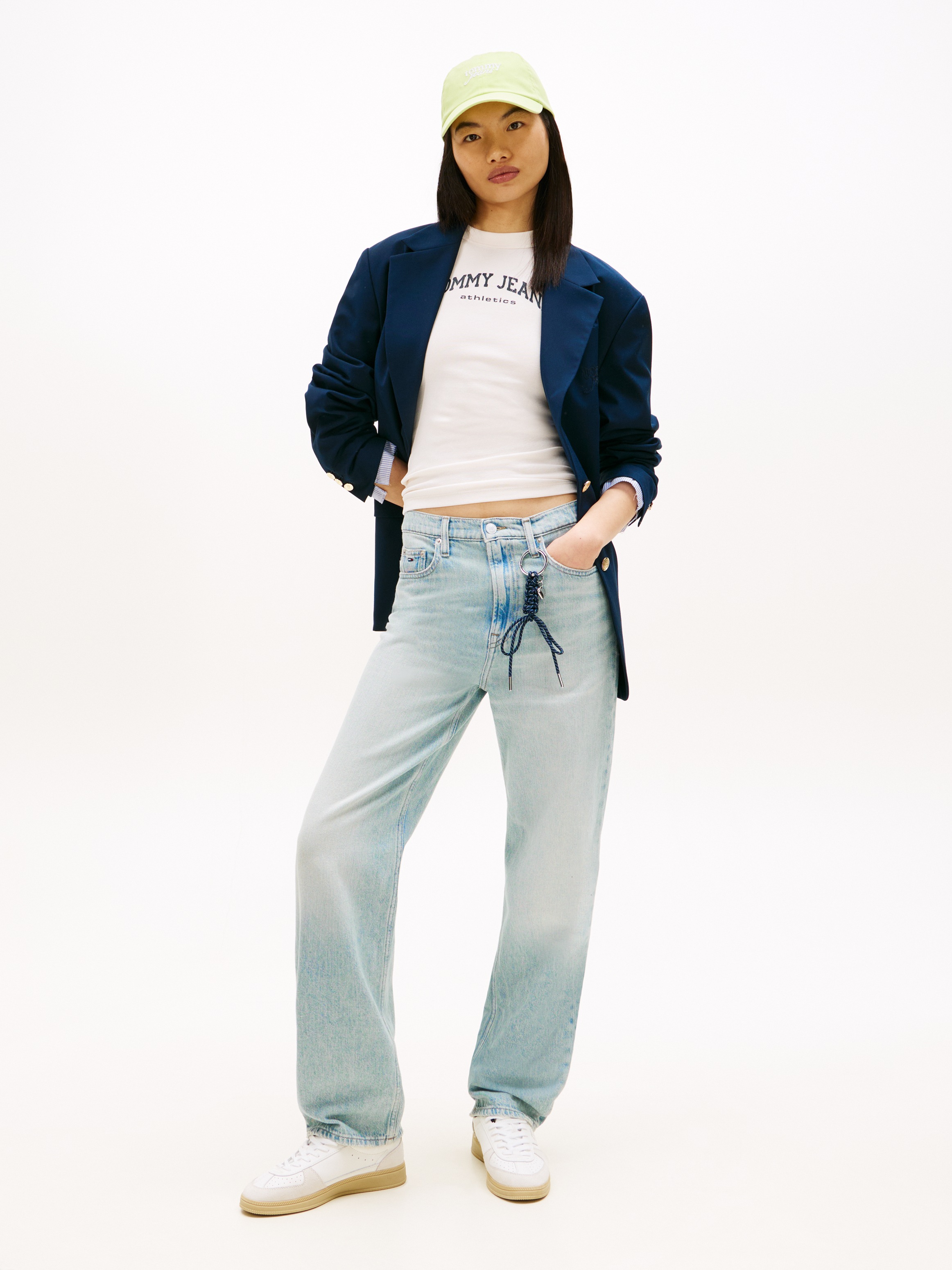 Straight-Jeans TOMMY JEANS "LAYLA HR SLIM STR", Damen, Gr. 26, Länge 32, denim light, Denim/Jeans, Obermaterial: 100% Baumwolle, unifarben, slim fit lang, Jeans Straight-Jeans, High Waist, Baumwoll-Qualität 2