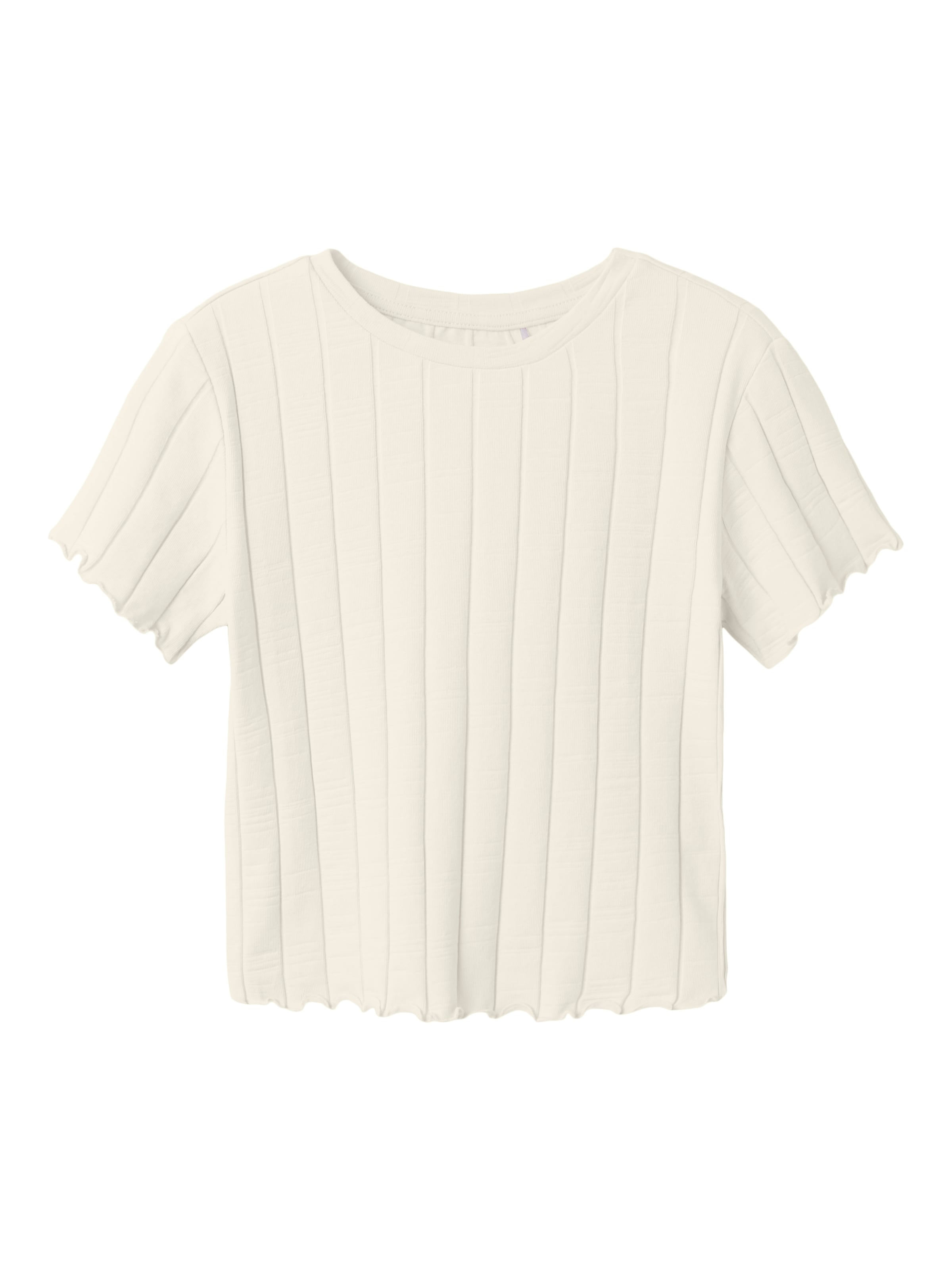 Name It T-Shirt »NKFNORALINA SS CROP TOP NOOS«, in toller Rippen-Qualität und mit gewellten Säumen