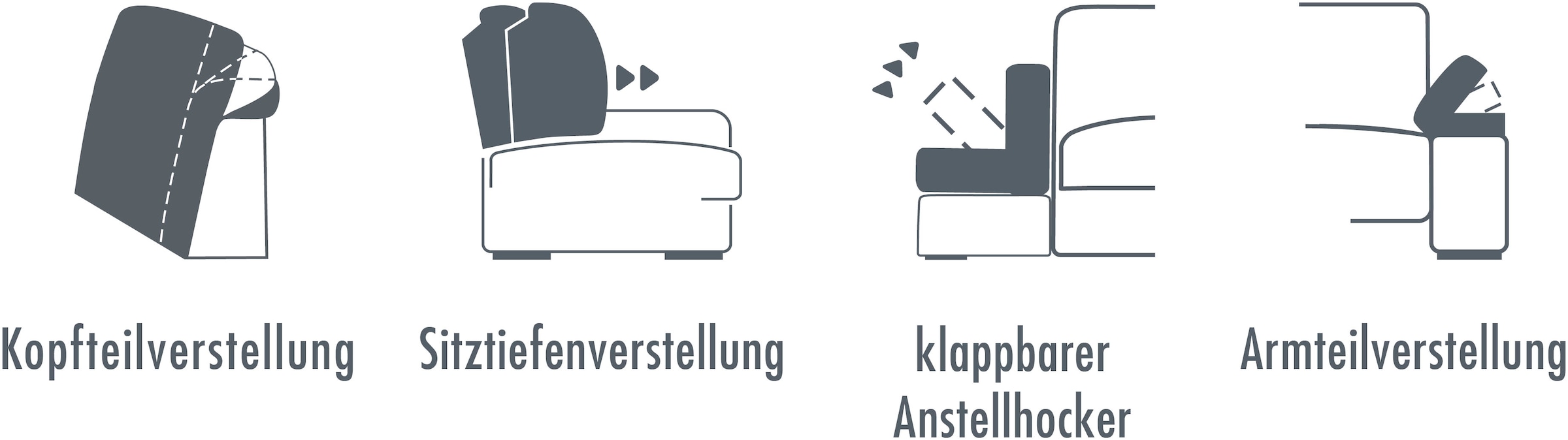 Die PlanBar Ecksofa »MP-IN20126 L-Form«, mit Kopfteilverstellung, optional Sitztiefen- & Armteilverstellung