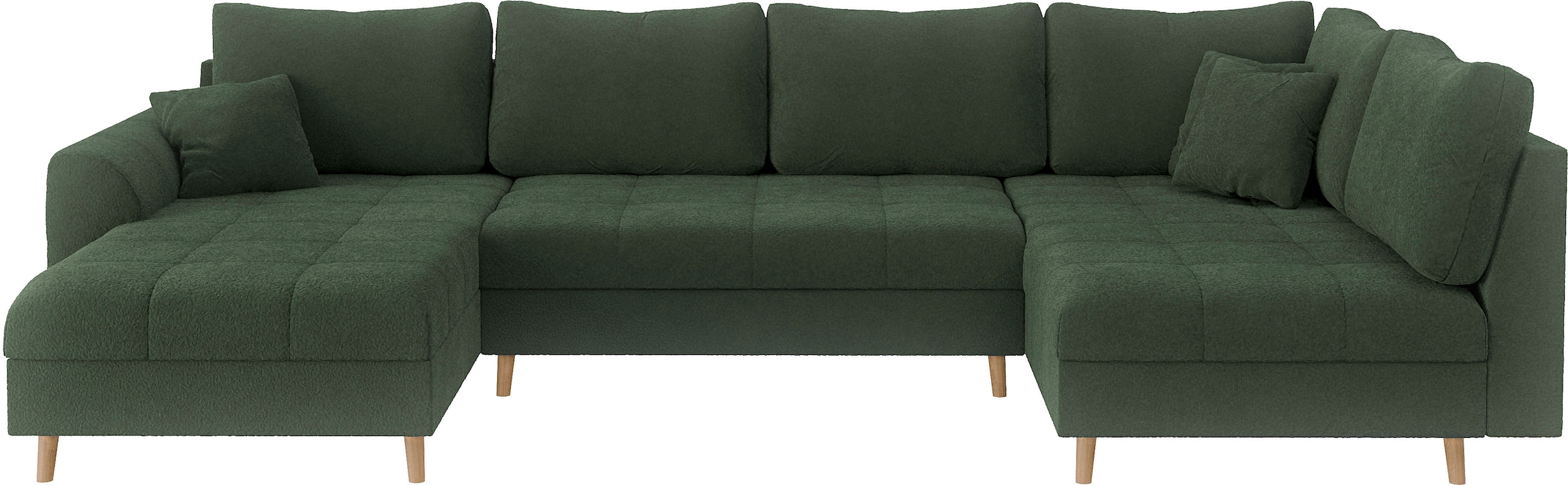 Home affaire Wohnlandschaft »CHARRE U-Form mit Ottomane, Maße B/T/H: 310/161/81 cm«, feine Steppung, lose Rücken- und Zierkissen, auch in Cord und Bouclé