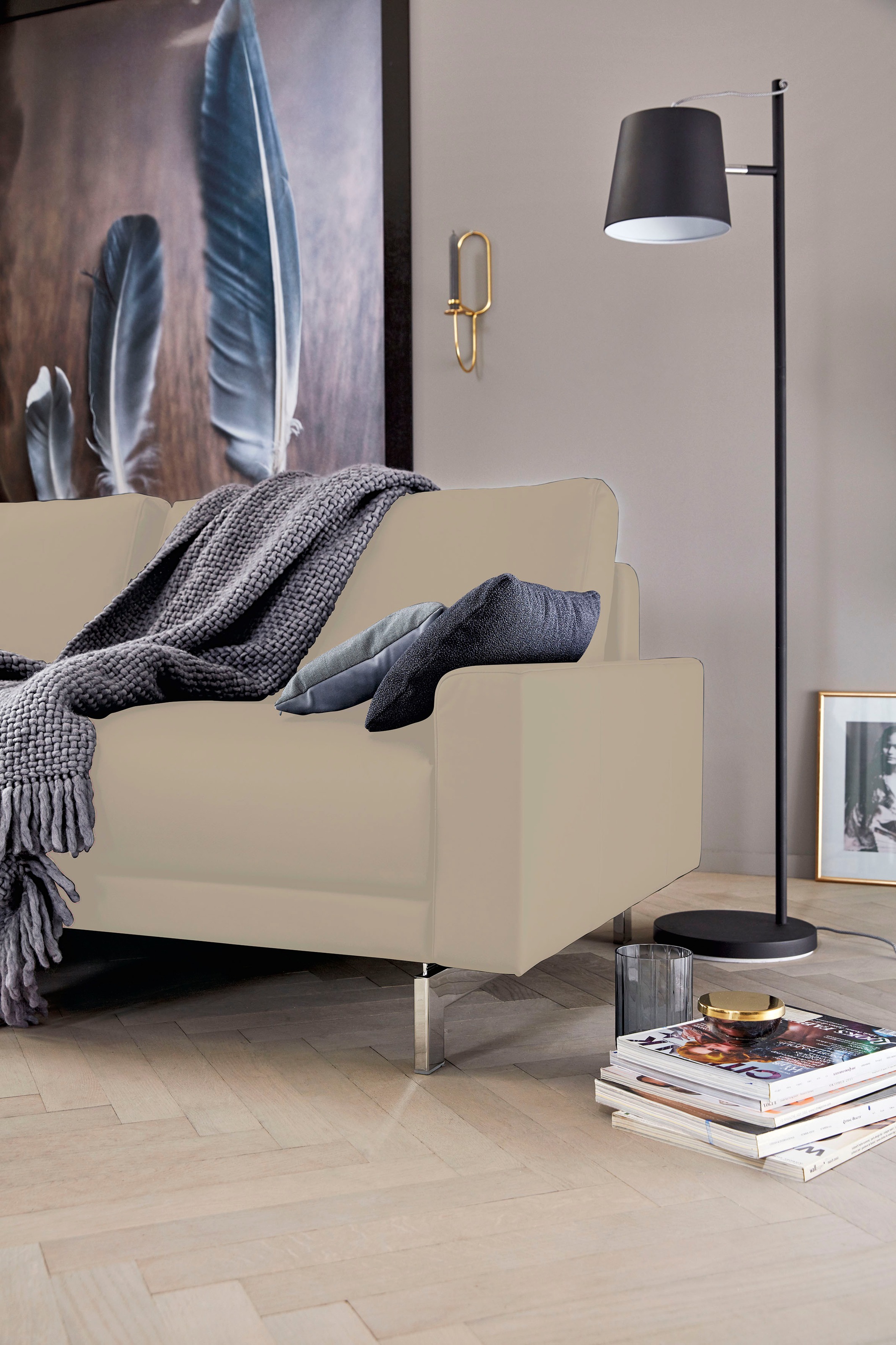 Creation BY ROLF BENZ 2-Sitzer »CR.450, Designsofa, Loungesofa«, Armlehne niedrig, Fuß chromfarben glänzend, Breite 164 cm