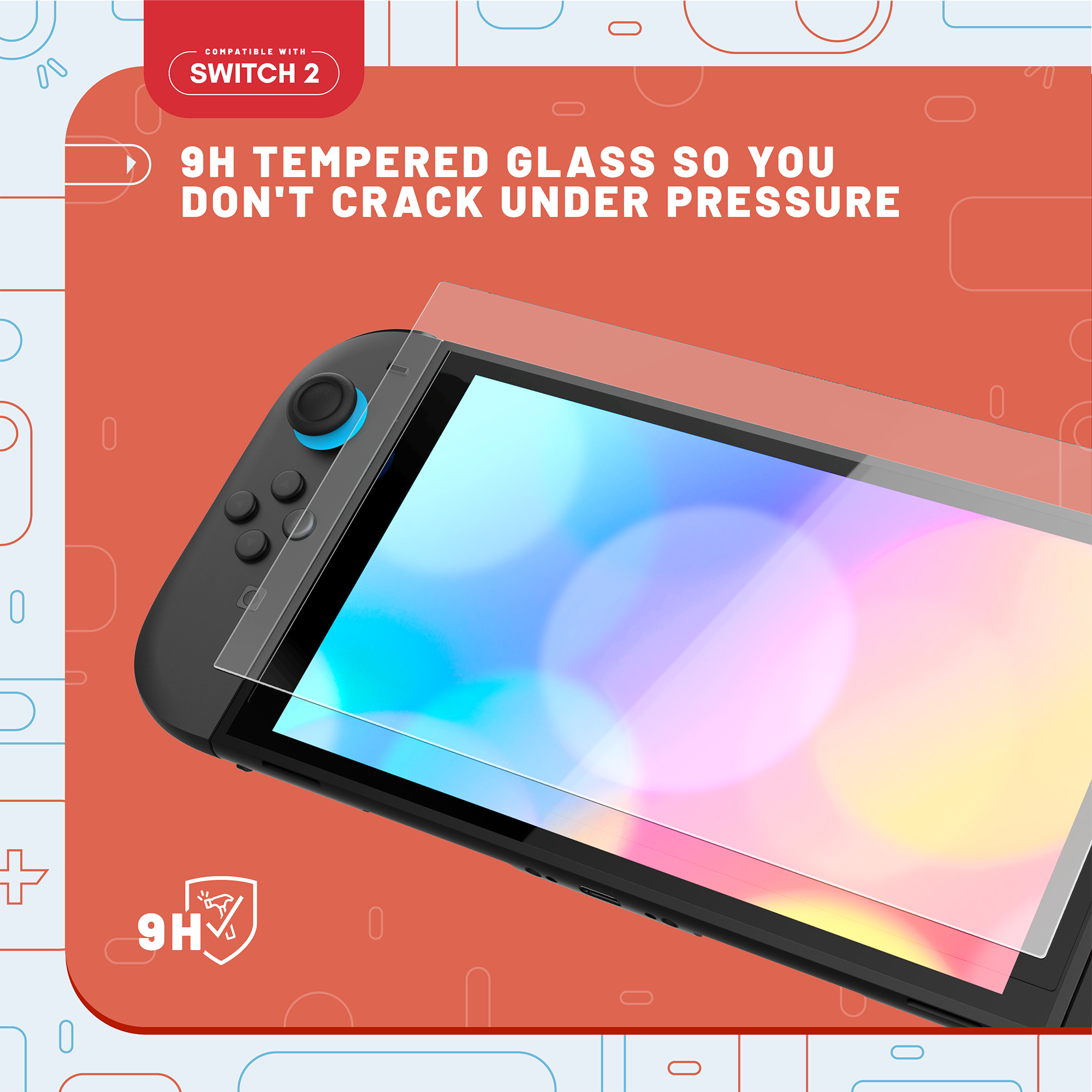 Stealth Displayschutzglas »Tempered Glass / Schutzglas (2 Stück) + Reinigungstuch für Switch 2«, für Nintendo Switch 2