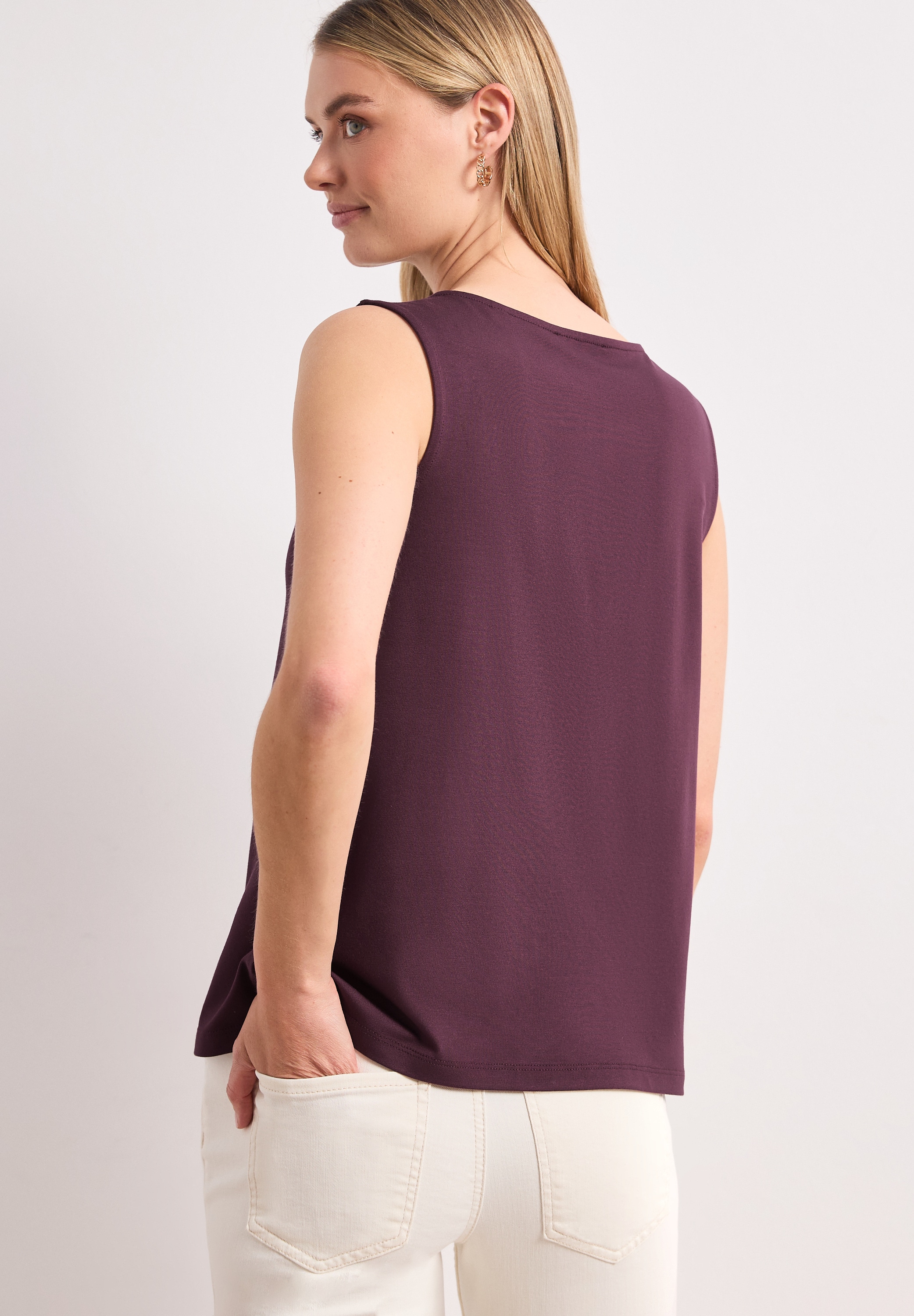STREET ONE Shirttop U-Boot-Ausschnitt mit Cut-Out-Detail