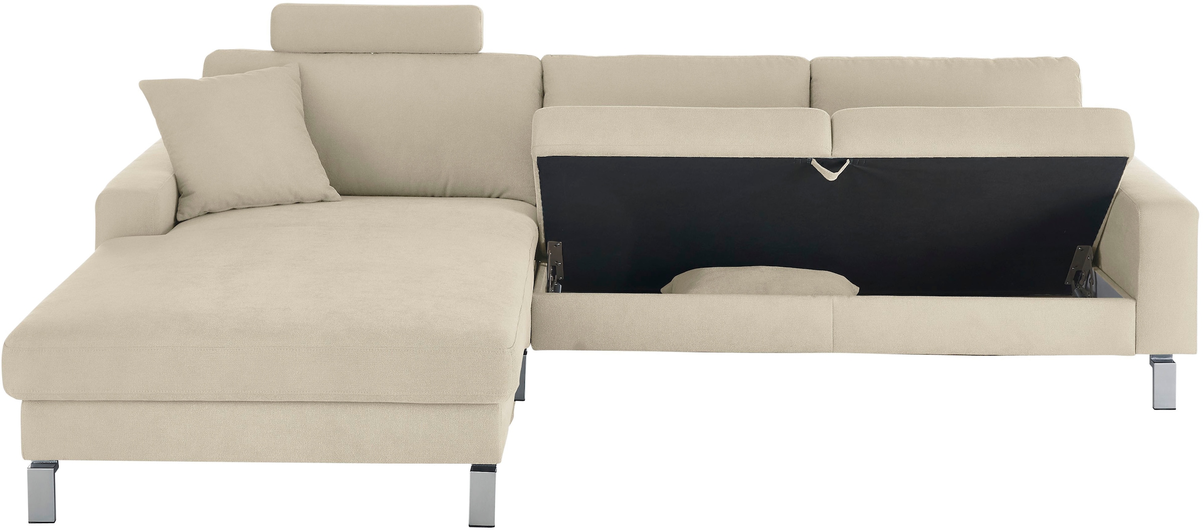3C Candy Ecksofa »Lecce, wahlweise PUR-Schaumstoff oder Tonnentaschenfederkern«, Bett im 2,5-Sitzer, teilmotorische Schlaffunktion im Longchair, L-Form