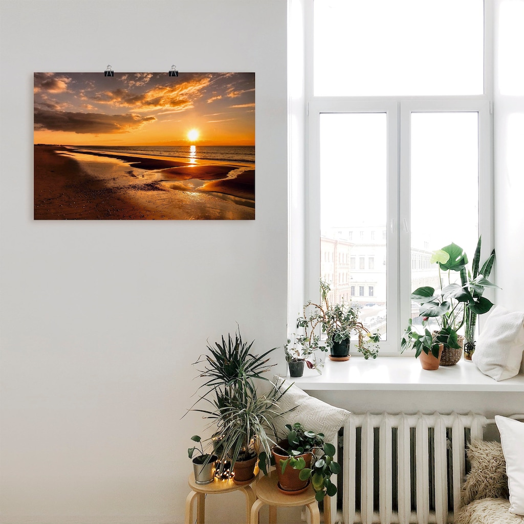 Artland Wandbild »Sonnenuntergang am Mittelmeer«, Strand, (1 St.)