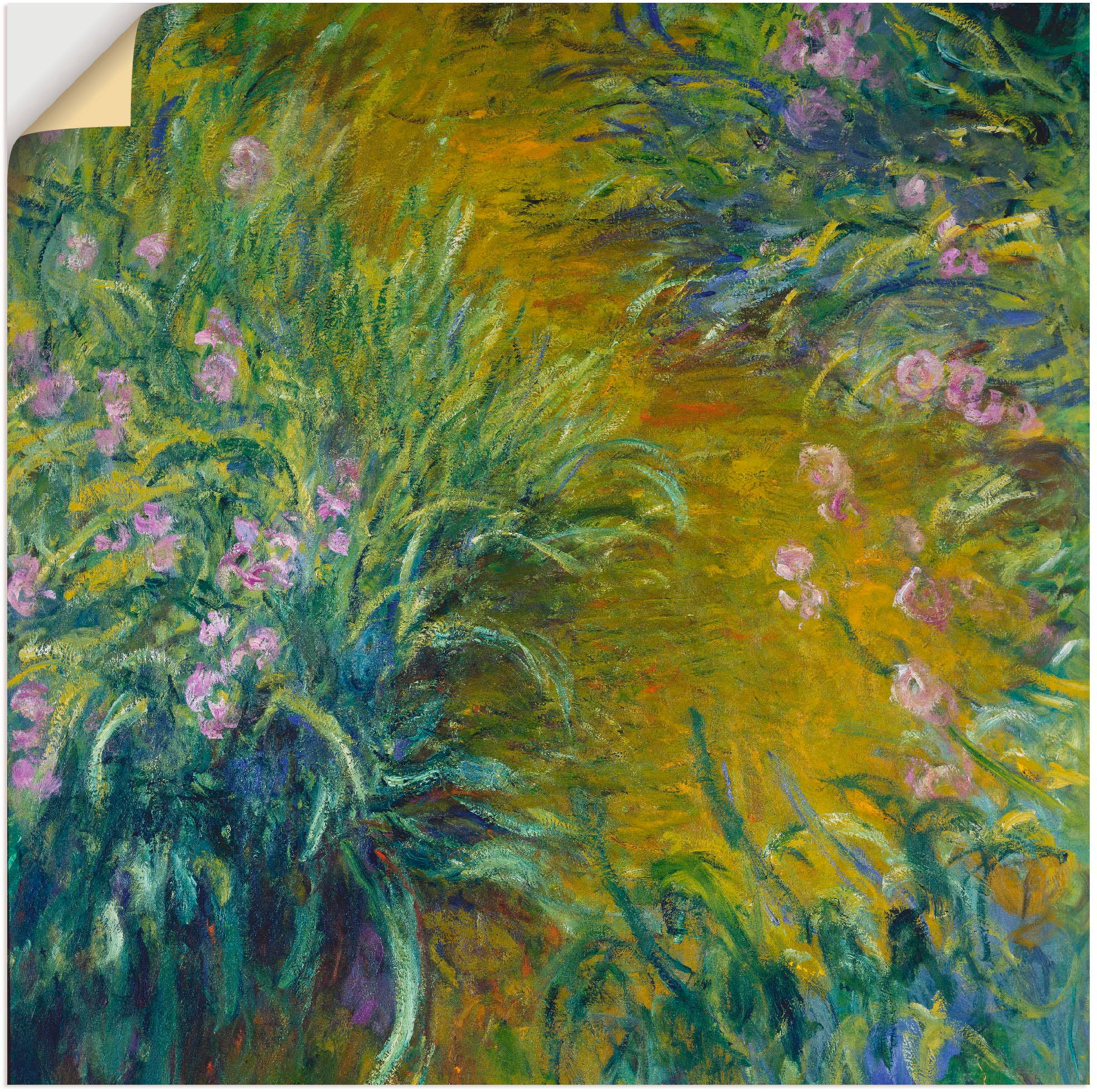 Black Friday Artland Wandbild »Iris im Garten.«, Blumenwiese, (1 St.), als  Leinwandbild, Wandaufkleber oder Poster in versch. Größen | BAUR
