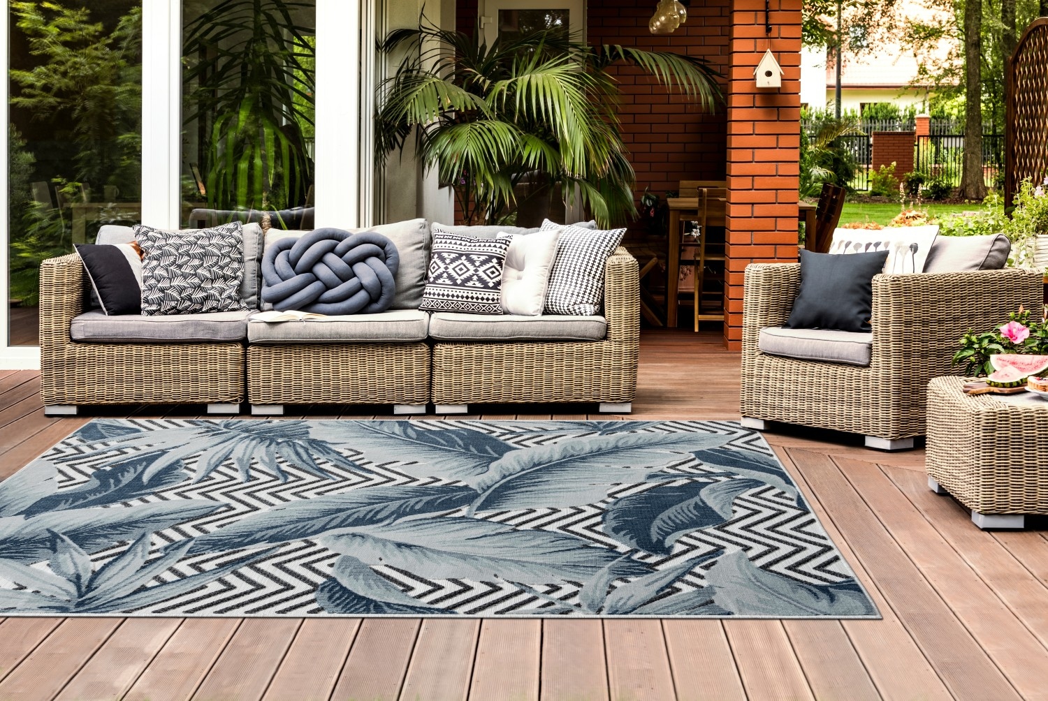 Myflair Möbel & Accessoires Teppich »Tiki«, rechteckig, Blätter Motiv, Hoch-Tief Effekt, Outdoor geeignet, Balkon, Terrasse