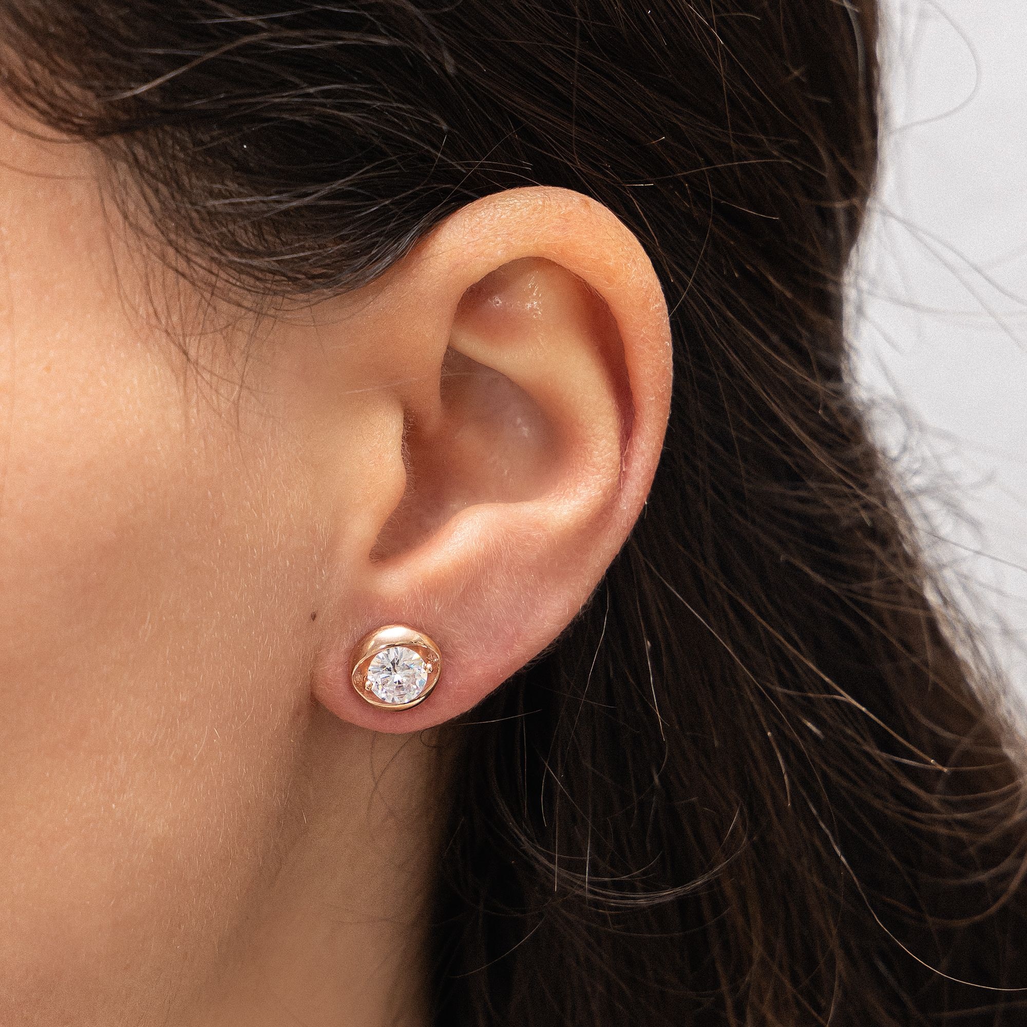 Zeeme Paar Ohrstecker »Silber 925 rosé-vergoldet mit weißen Zirkonia-Steinen«