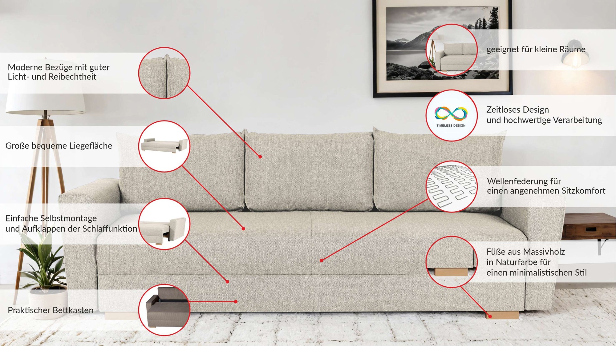 Thumbnail - INOSIGN 3-Sitzer "MAGHERA Schlafsofa mit Bettkasten, in hochwertiger Verarbeitung", mit Wellenunterfederung, pflegeleich...