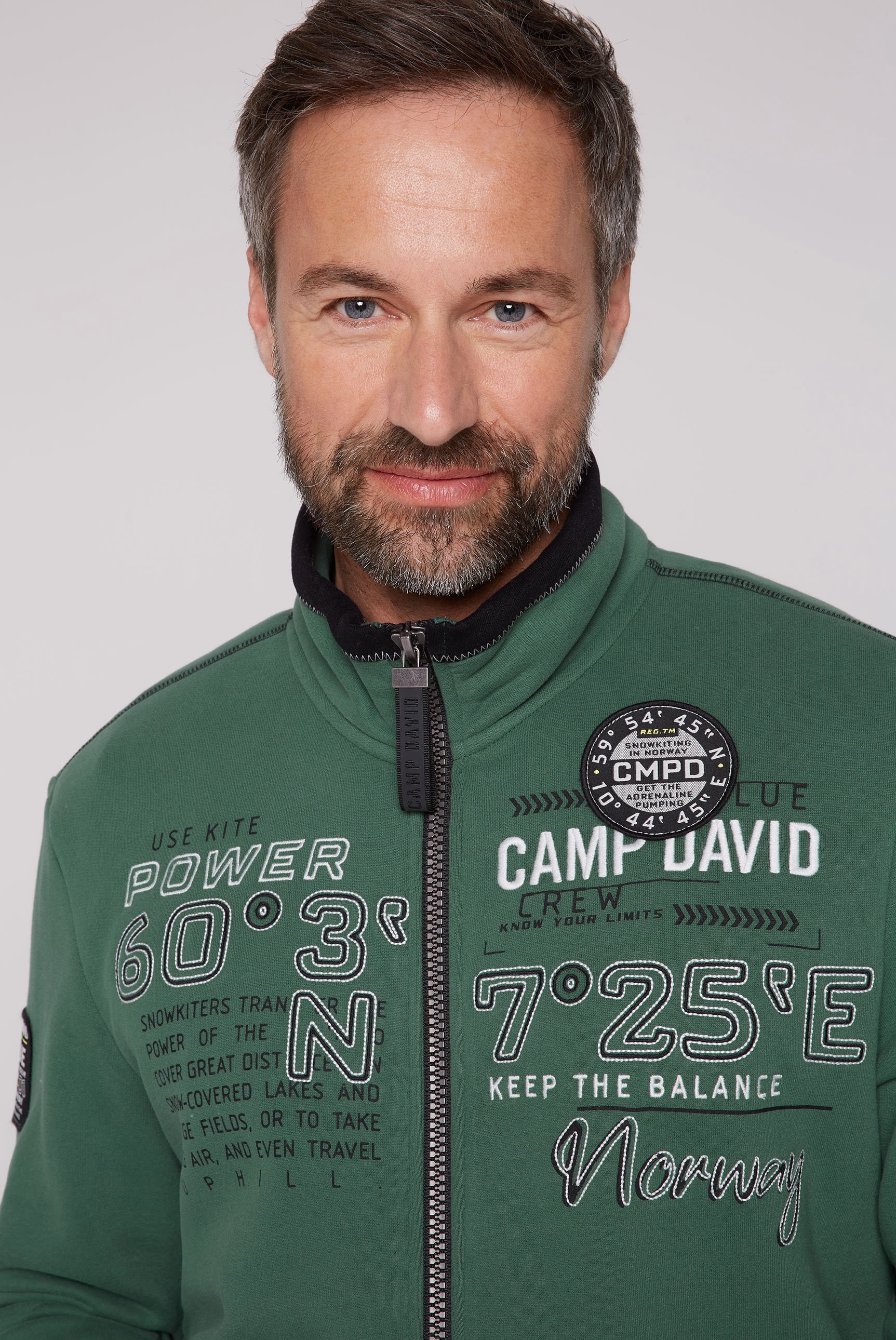 CAMP DAVID Sweatjacke, mit Stehkragen