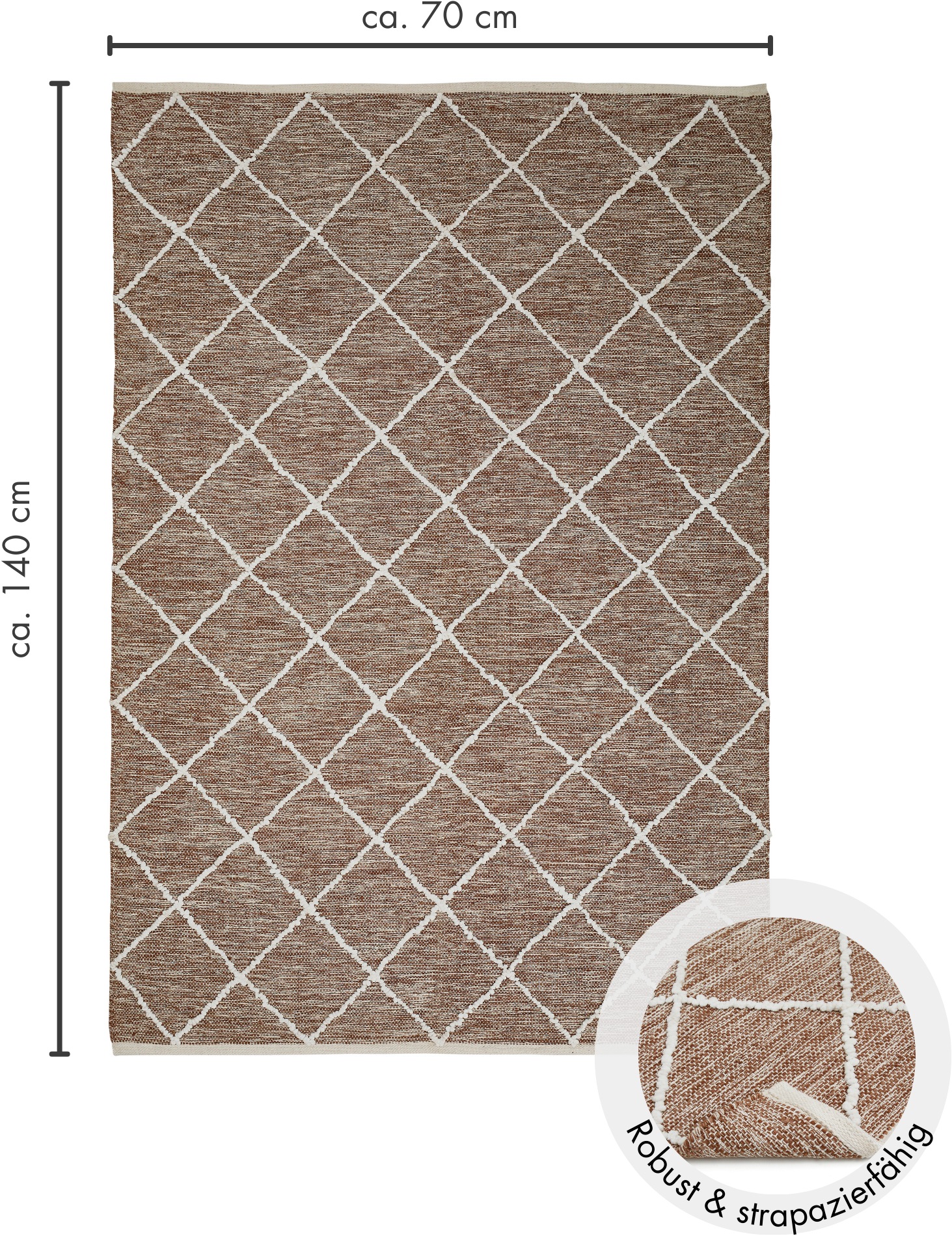 LUXOR living Teppich »Pantin«, rechteckig, 8 mm Höhe, Handweb, Flachgewebe, reine Baumwolle, handgewebt, Rauten Design