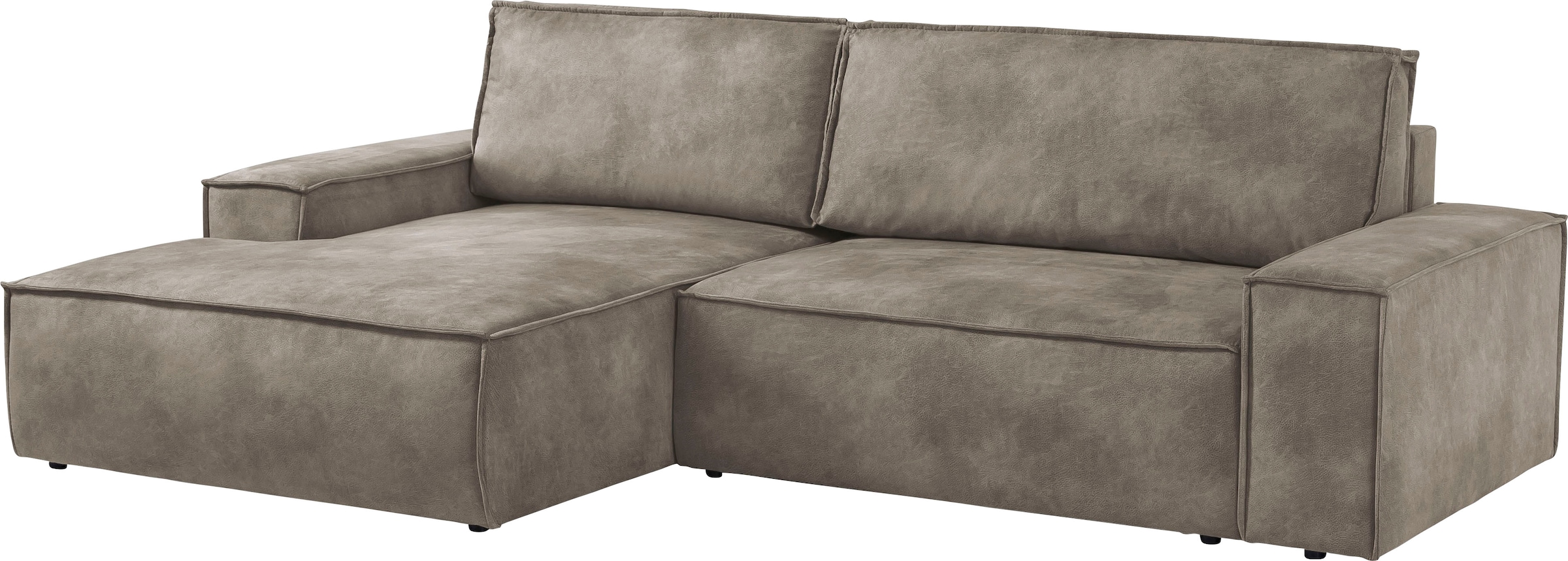 Home affaire Ecksofa SHERWOOD Schlafsofa 267 cm, L-Form, Schlaffunktion mit Bettkasten (210x136 cm), Cord, Vintage, Samtvelours