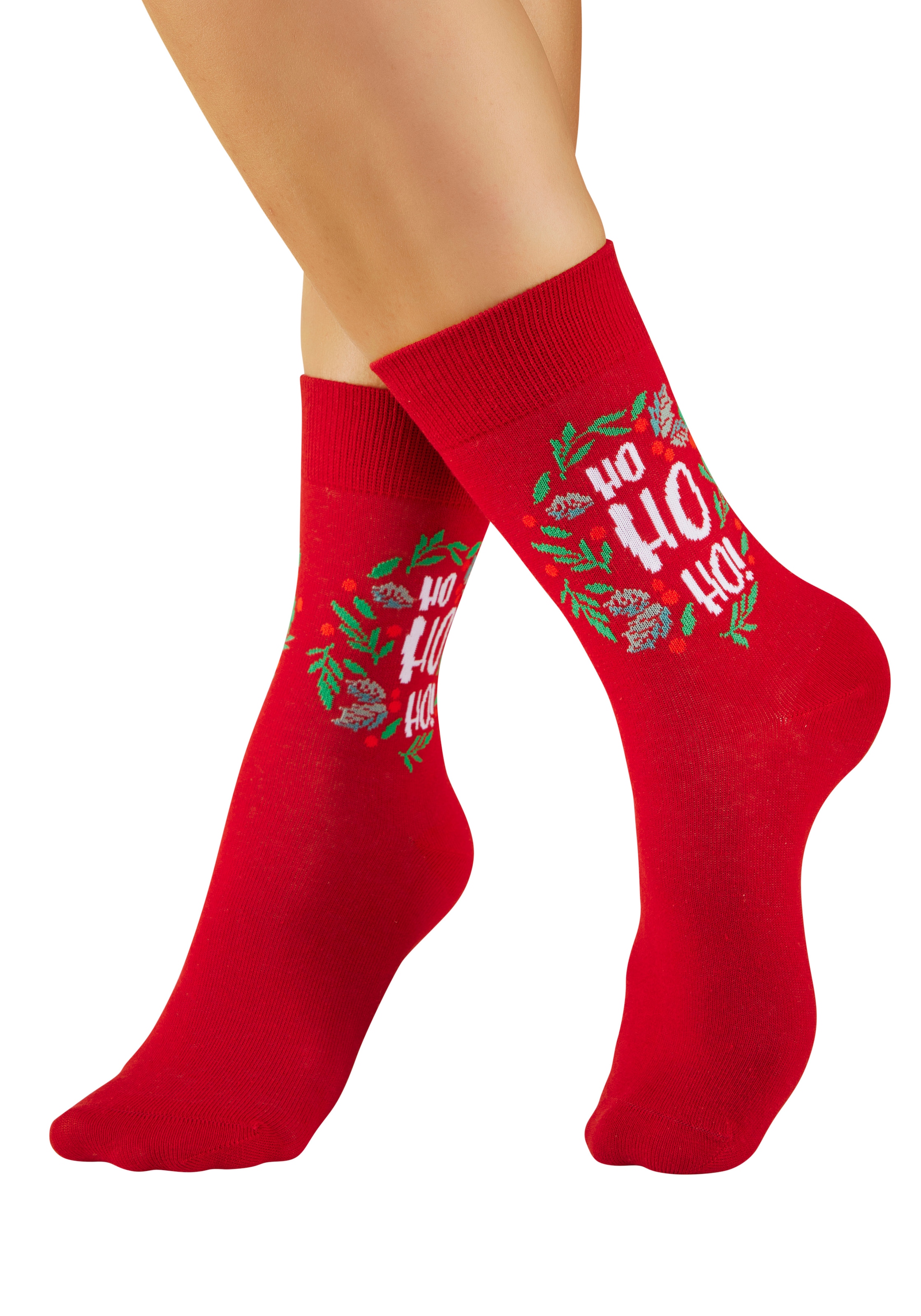 H.I.S Freizeitsocken »Damen Weihnachtssocken« Packung, 3 Paar tlg. mit lustigen Motiven