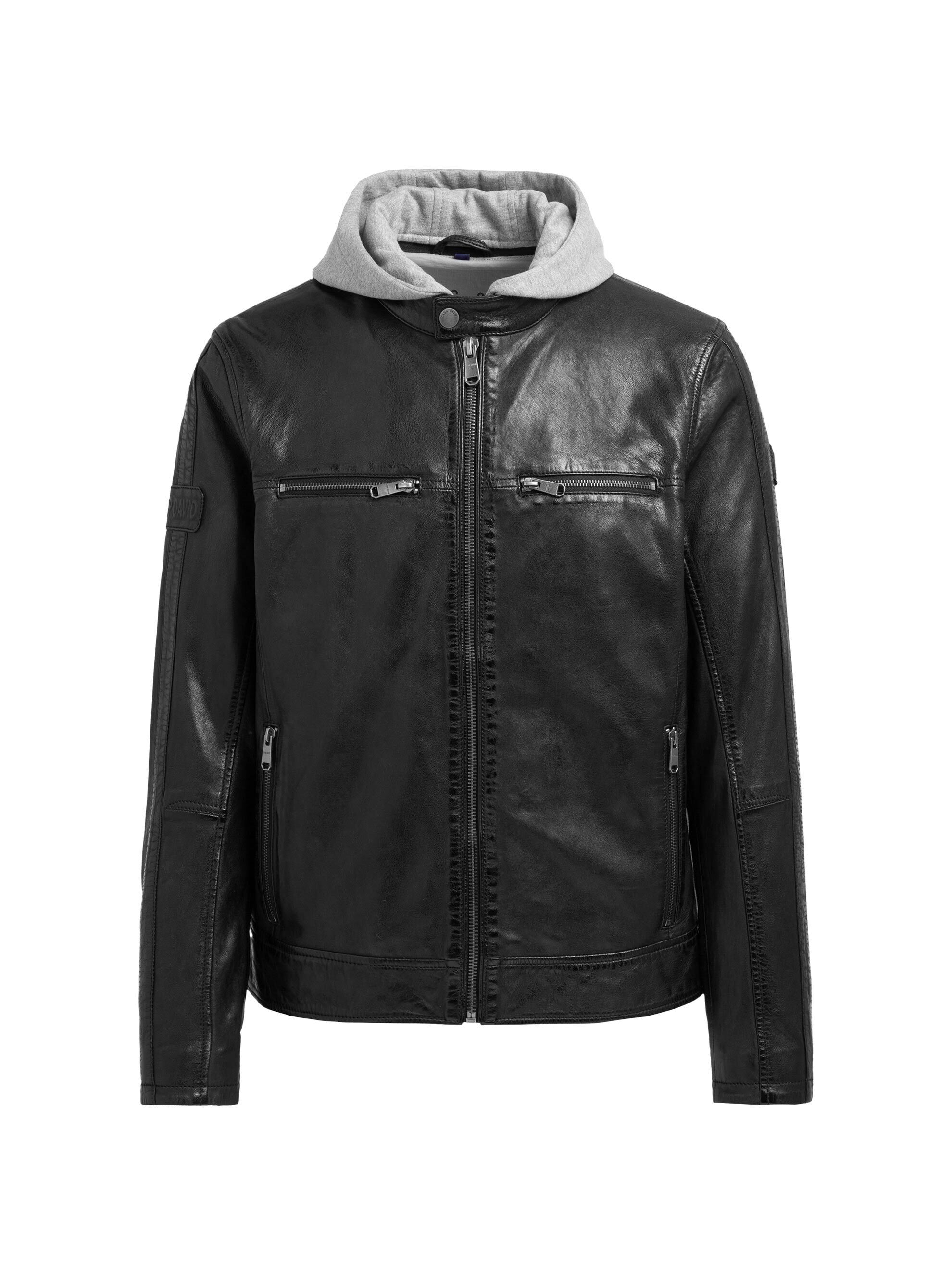 CAMP DAVID Lederjacke mit Kapuze mit weichem Lammleder
