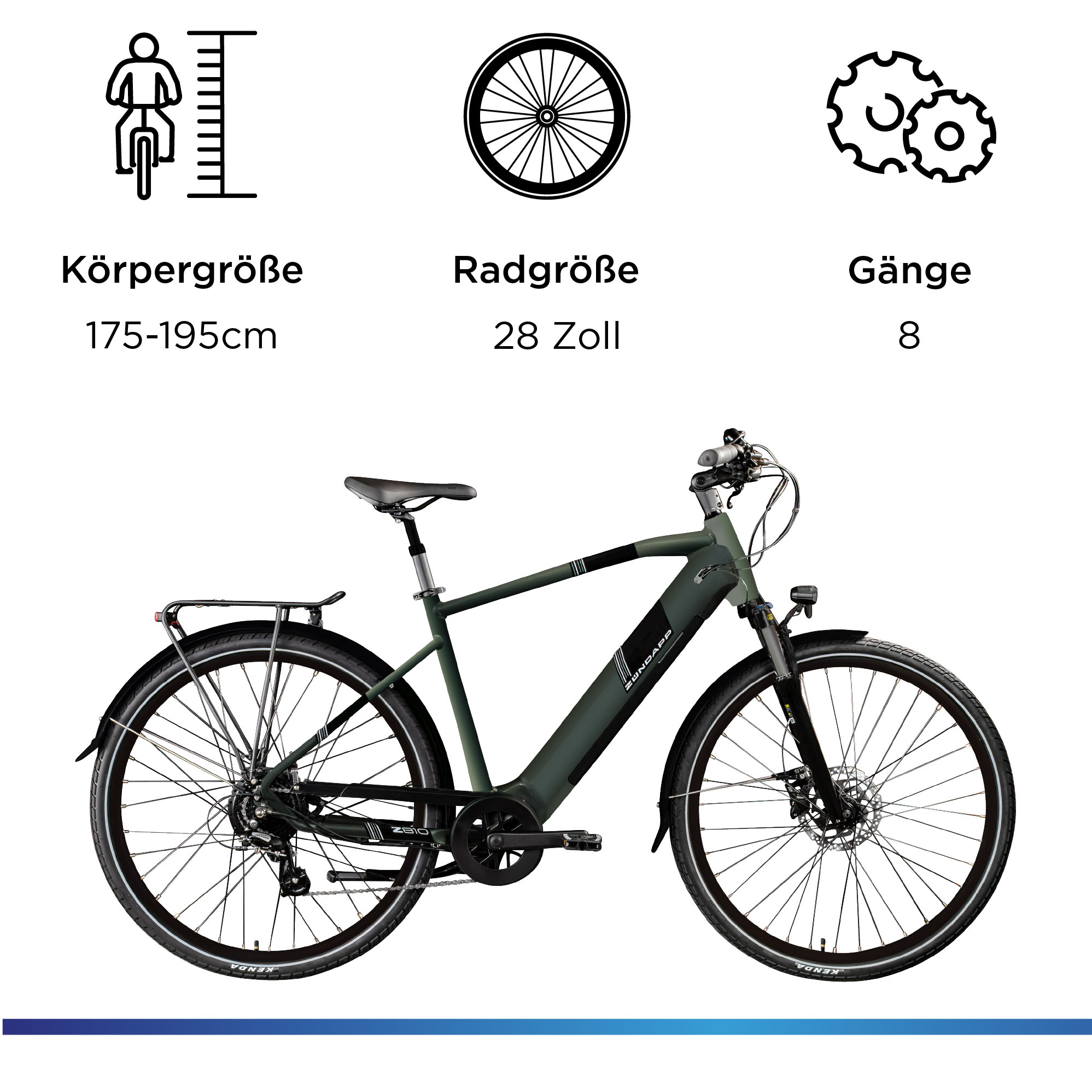 Thumbnail - Zündapp E-Bike "Z810", 8 Gang, Shimano, Altus RD-M310, Heckmotor 250 W