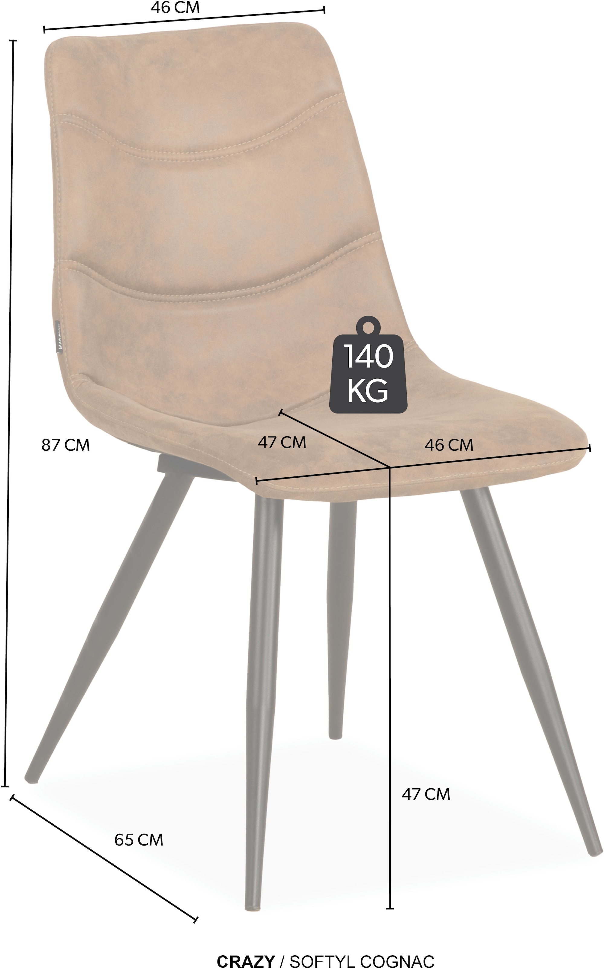 OMG Design Esszimmerstuhl »Crazy« (Set) 2 Stk.Esszimmerstuhl, pflegeleichter Bezug, mit Handgriff