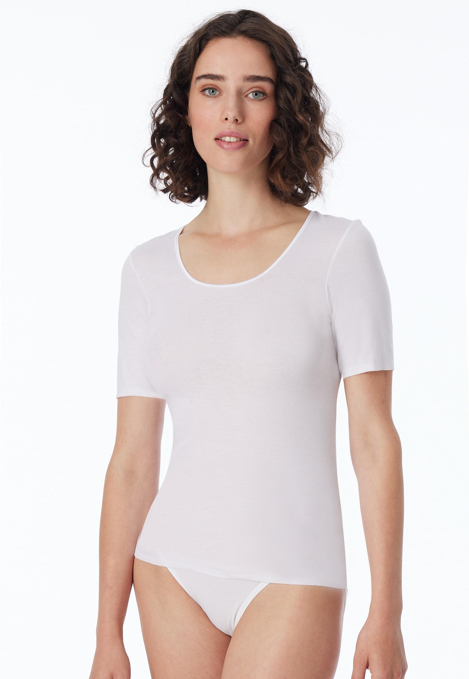 Schiesser Kurzarmshirt »Luxury«, Rundhals-Ausschnitt, 1/2-Arm, Baumwolle, ohne störende Seitennähte