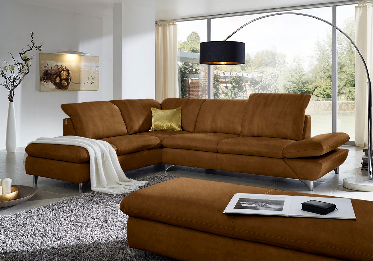 W.SCHILLIG Ecksofa "Taoo, elegant und zeitlos, bequem, L-Form, Breite 296cm" mit Sitziefenverstellung & Kopfteilverstellung