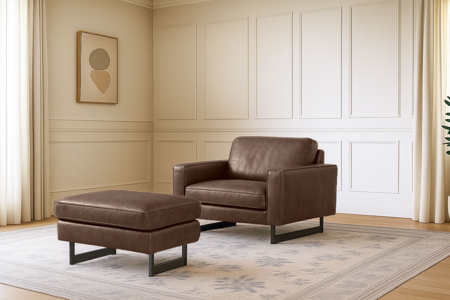 Places of Style Loveseat »Pinto 105 cm, Cord, Chenille, Lederoptik«, mit Keder, Metallfüßen und auch in Cord Bezug erhältlich