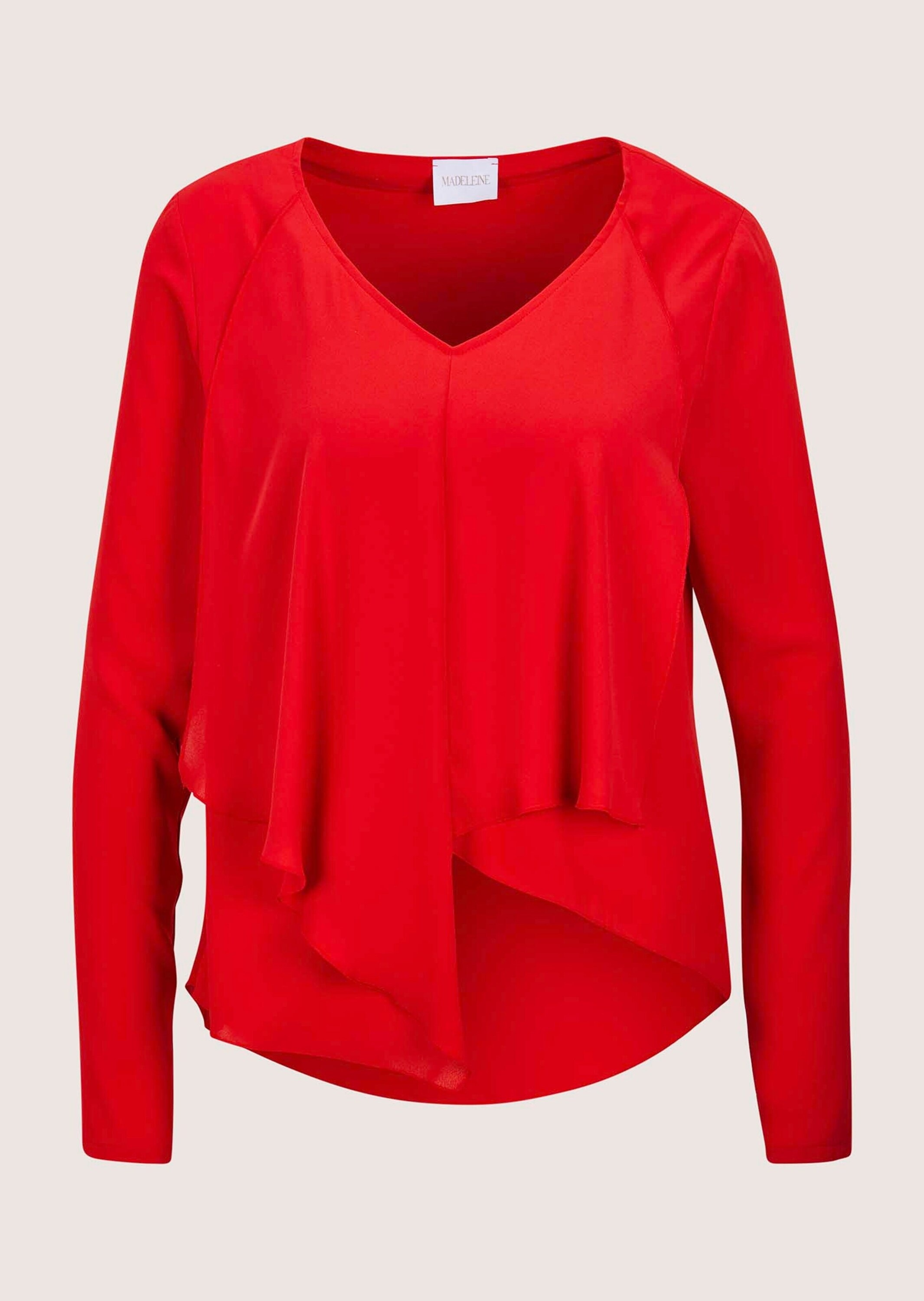 MADELEINE Damen Langarmbluse "Bluse Bluse", rot, Gr. 36, Obermaterial: 100% Polyester PES., Blusen