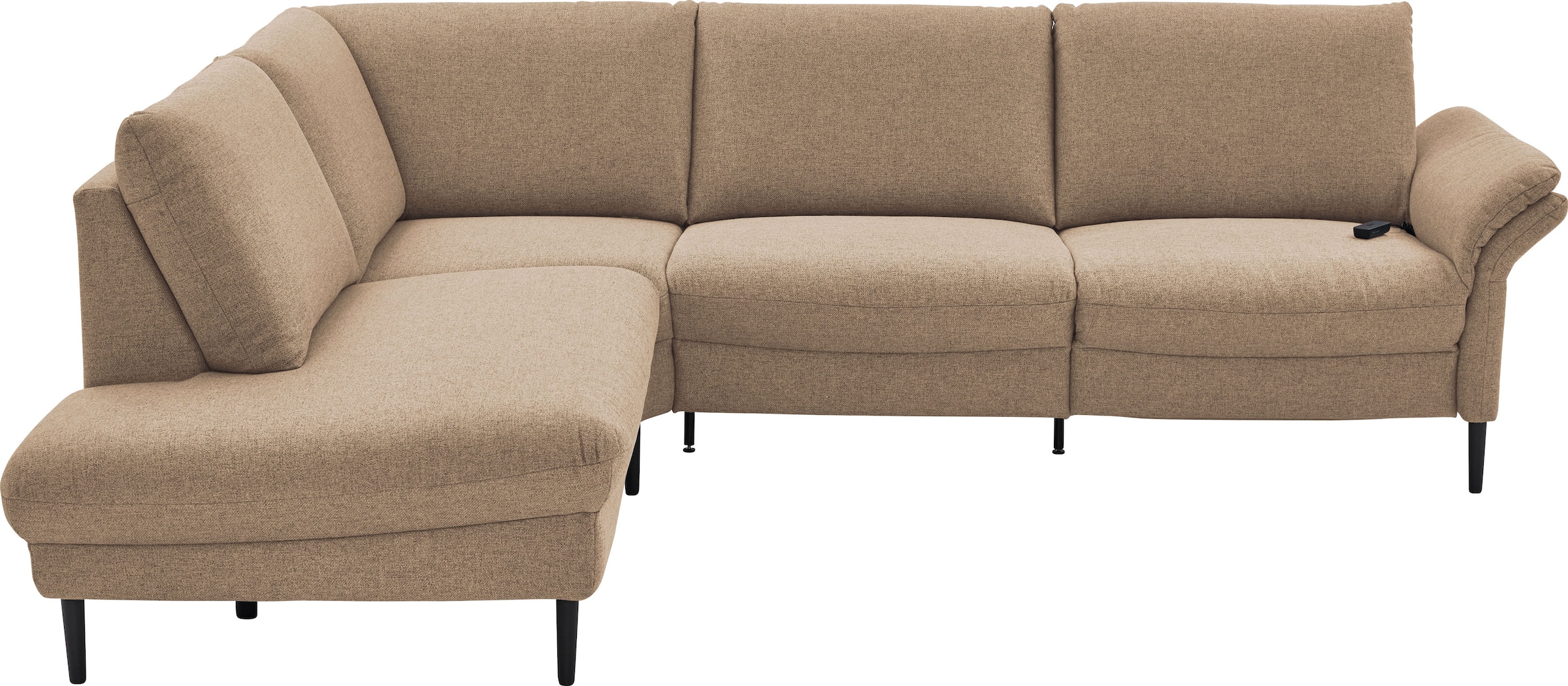 Home affaire Ecksofa "Sarsina: mit Tonnentaschen-Federkern, perfekt zum Entspannen L-Form" inklusive 2 motorischen Relaxfunktionen mit Herz-Waage-Beschlag