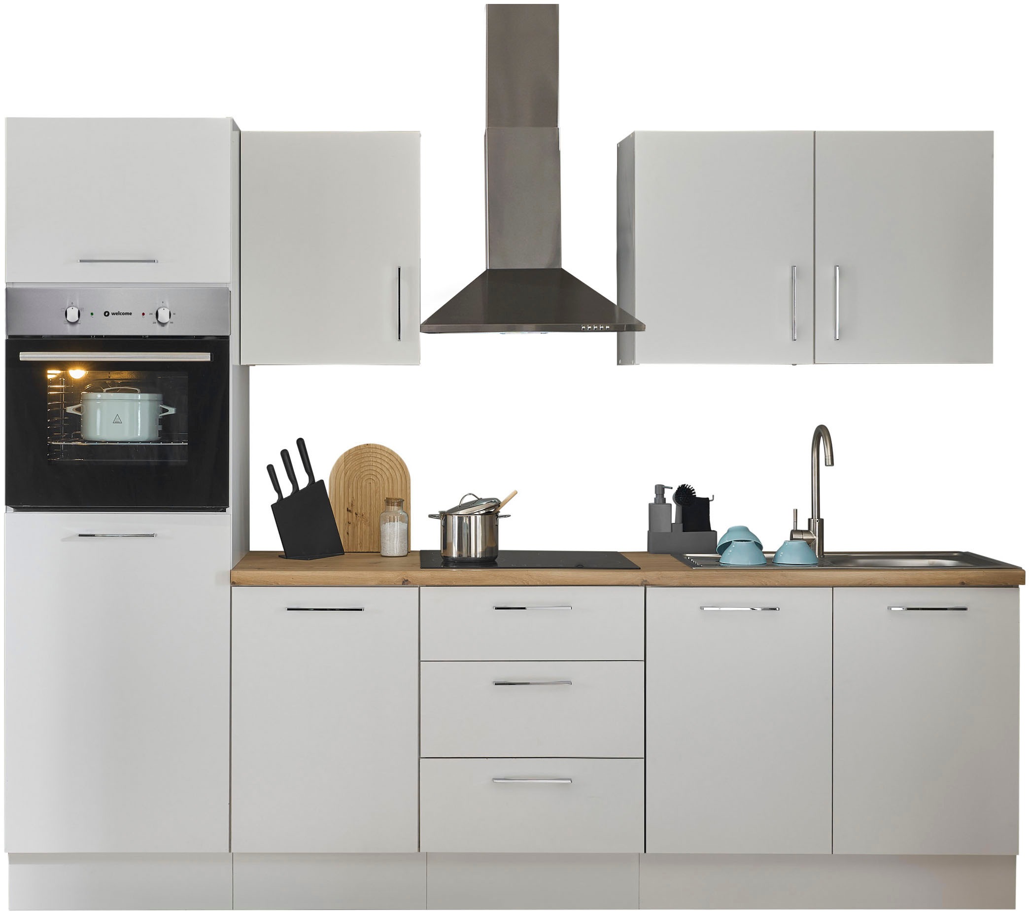 BASIC by Balculina Küchenzeile »Turin«, Breite 270 cm, wahlweise mit E-Geräten