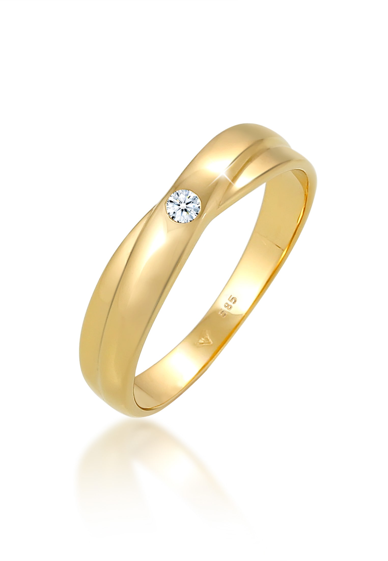 Elli DIAMONDS Verlobungsring »Wickelring Solitär Diamant (0.03 ct.) 585 Gelbgold«