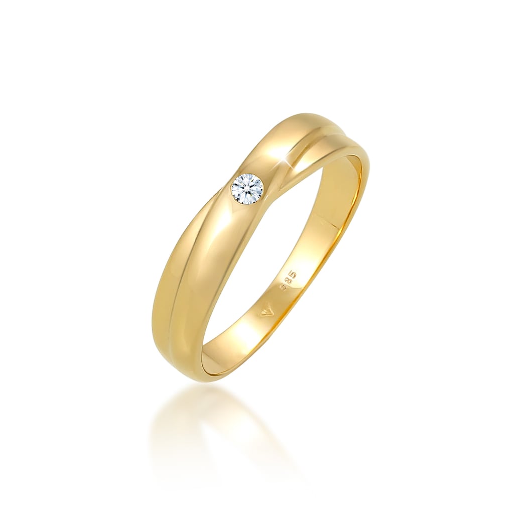 Elli DIAMONDS Verlobungsring »Wickelring Solitär Diamant (0.03 ct.) 585 Gelbgold«
