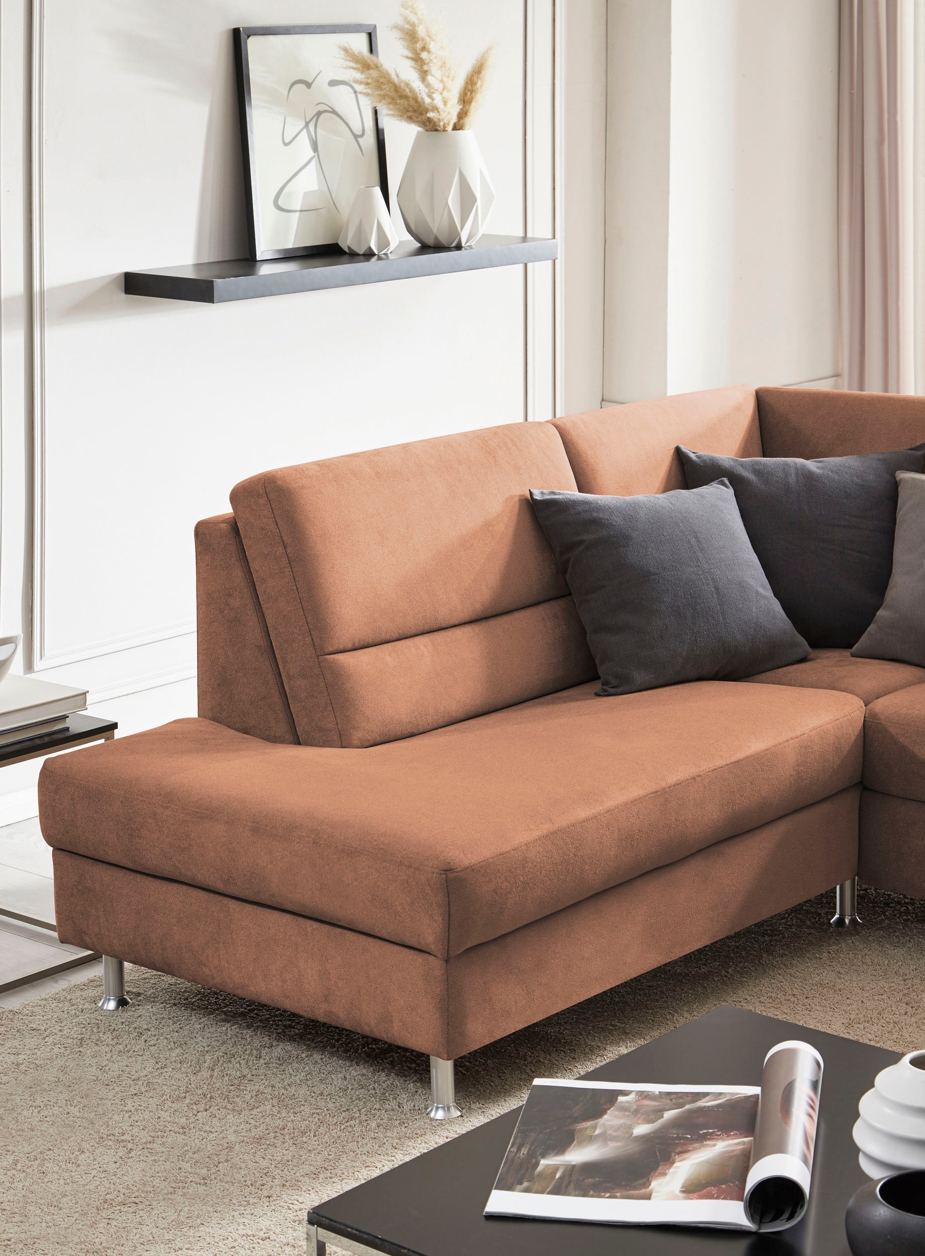 CALIZZA INTERIORS Ecksofa »Onyx L-Form«, Ottomane links oder rechts, wahlweise mit Bettfunktion, Breite 257 cm
