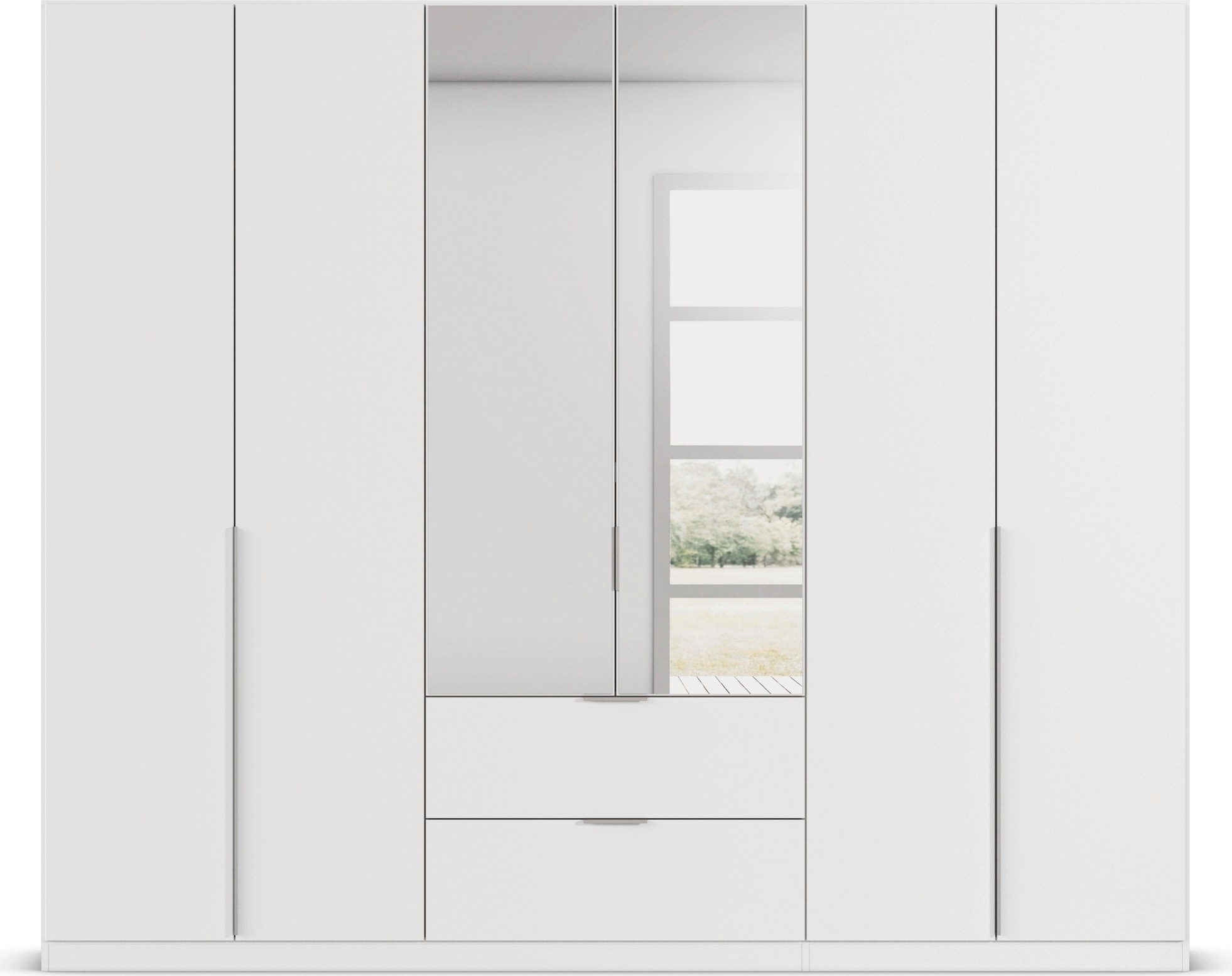 rauch Drehtürenschrank »Kleiderschrank Schrank Garderobe AGORDO mit Dekor- oder Hochglanzfront«, (in zwei Griff-Farben mit Dekor- oder Hochglanzfront), mit Außenschubkästen, in 6 Breiten und 2 Höhen MADE IN GERMANY