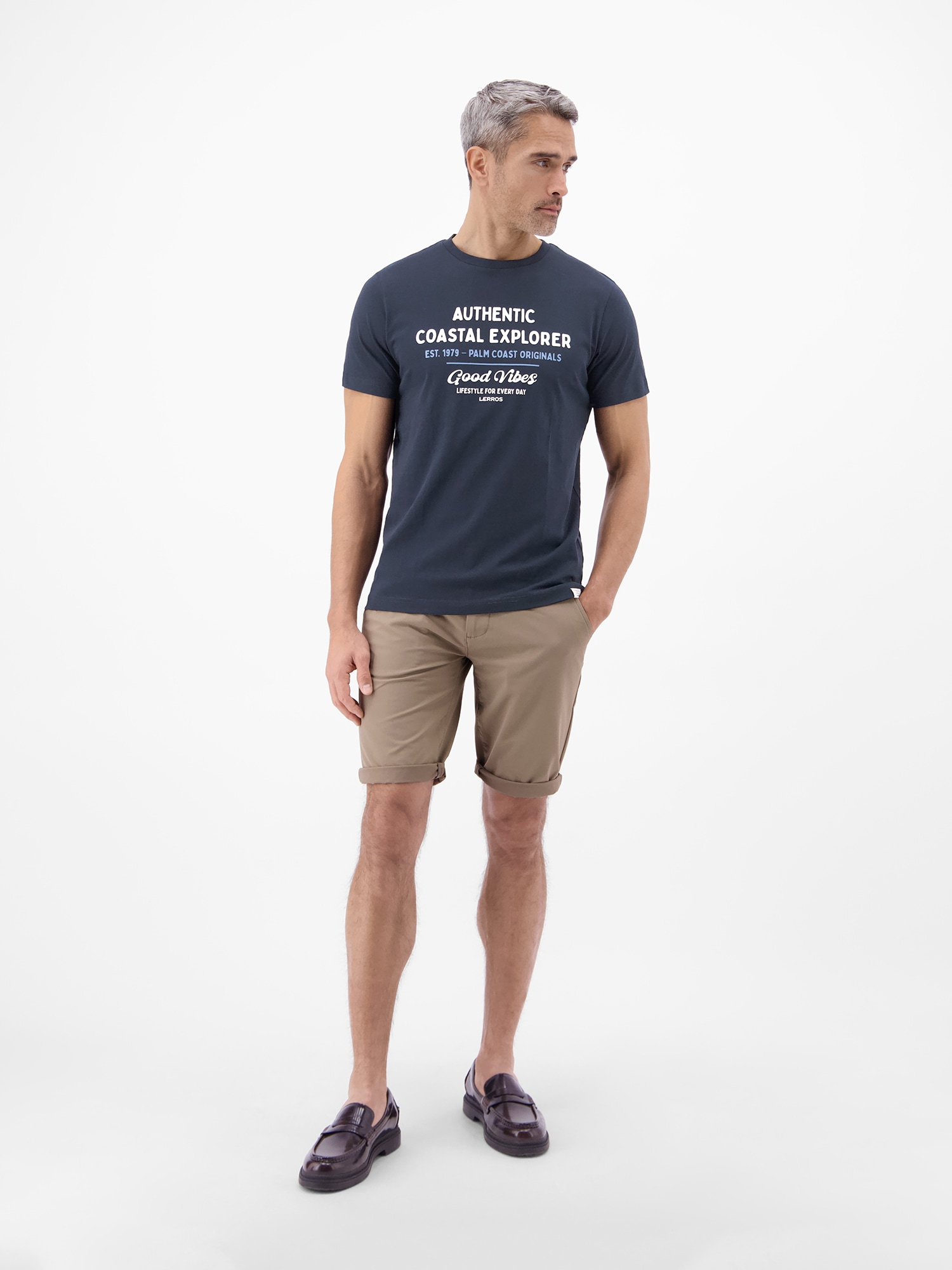 LERROS T-Shirt »T-Shirt mit O-Neck aus softer Baumwolle mit Summervibe-Print«
