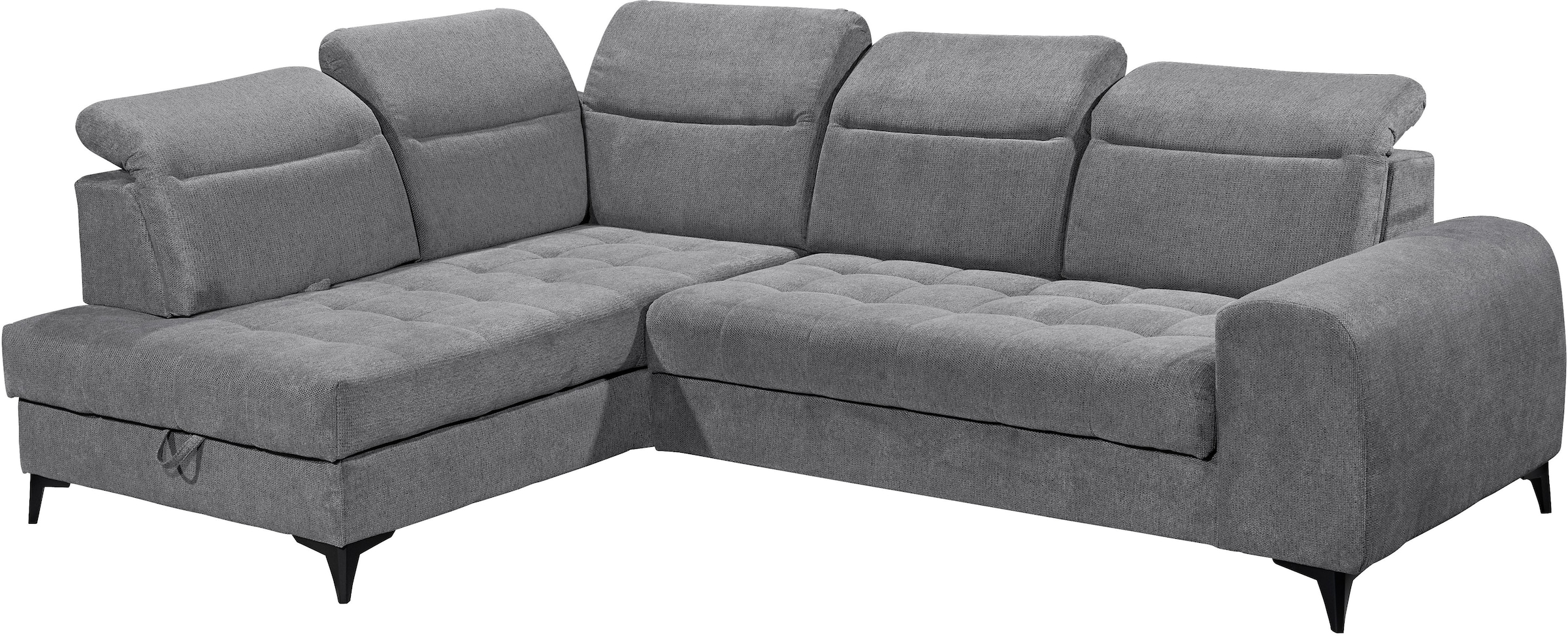 ED EXCITING DESIGN Ecksofa »Rockdale L-Form mit Bettfunktion, Bettkasten«, Kopfteilverstellung, Sitztiefenverstellung & USB-Port