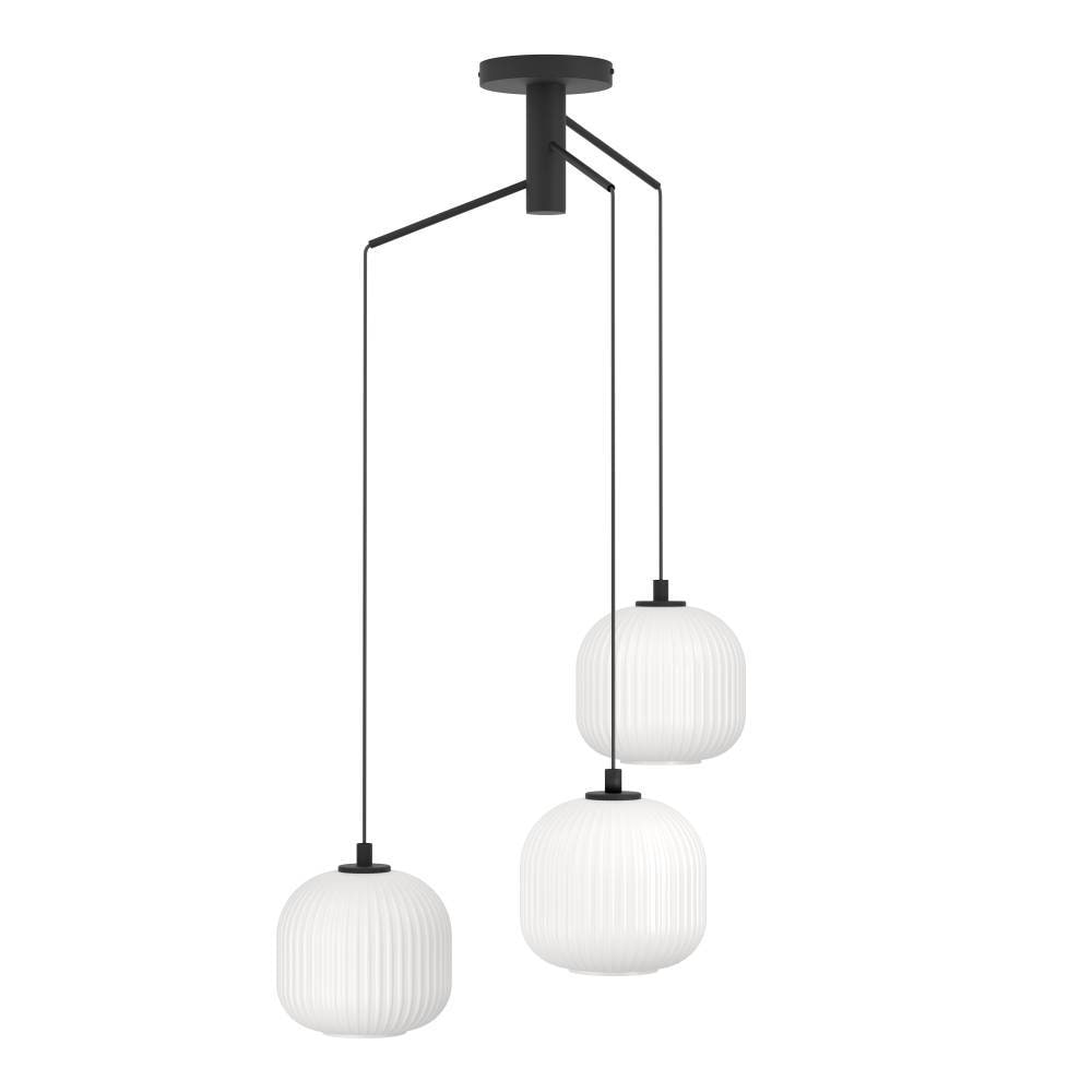 EGLO Hängeleuchte »MANTUNALLE«, 3 flammig, Leuchtmittel E27 | ohne Leuchtmittel, Pendelleuchte, Metall in schwarz und Glas in weiß, E27 Fassung, Ø 62cm