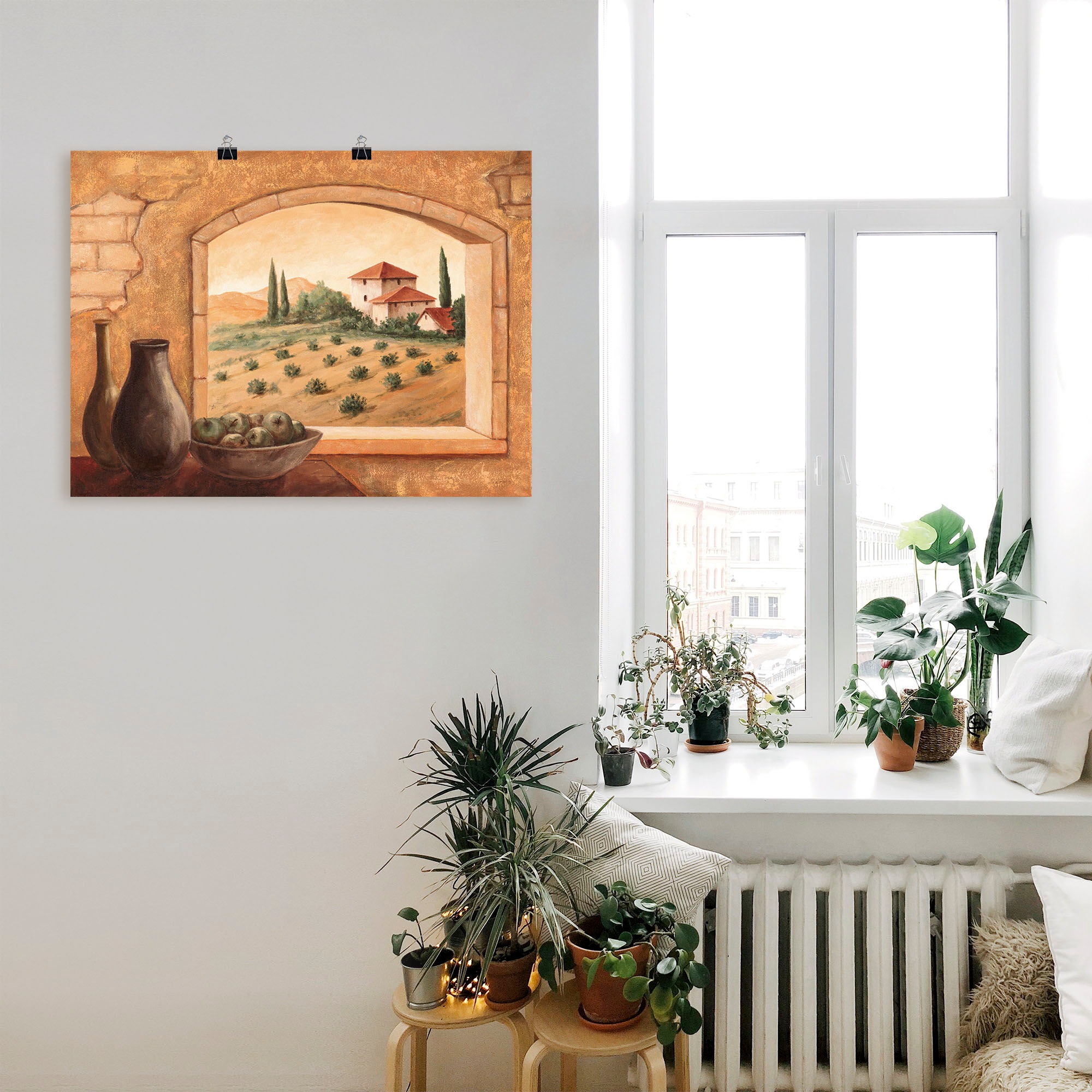 Artland Wandbild »Toskana«, Fensterblick, (1 St.), als Alubild, Outdoorbild, Leinwandbild, Poster in verschied. Größen