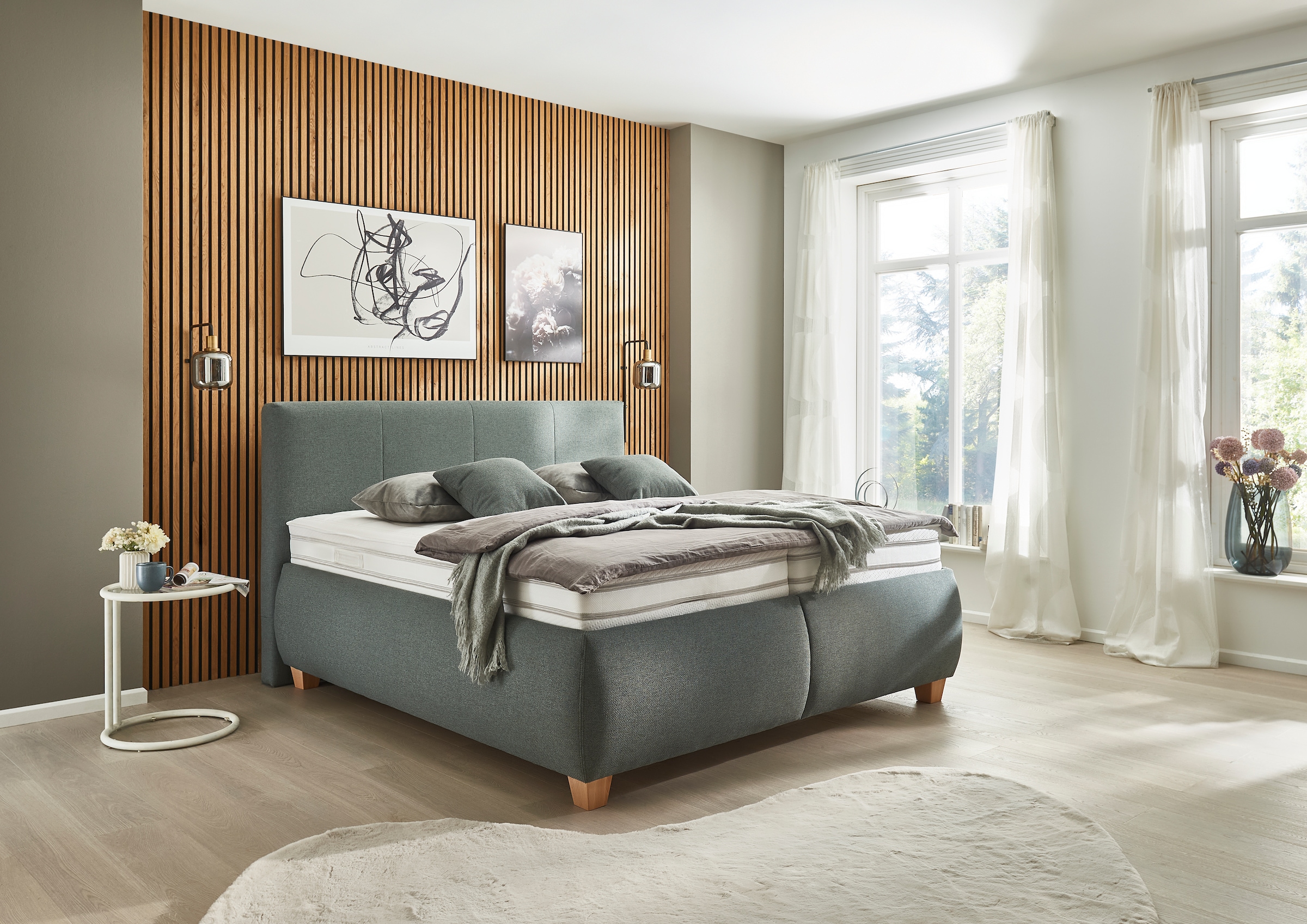 Die PlanBar Polsterbett "OC-ON20004" inkl. Matratzen u. Lattenrahmen, belastbar bis 200 Kg, 160/180x200cm