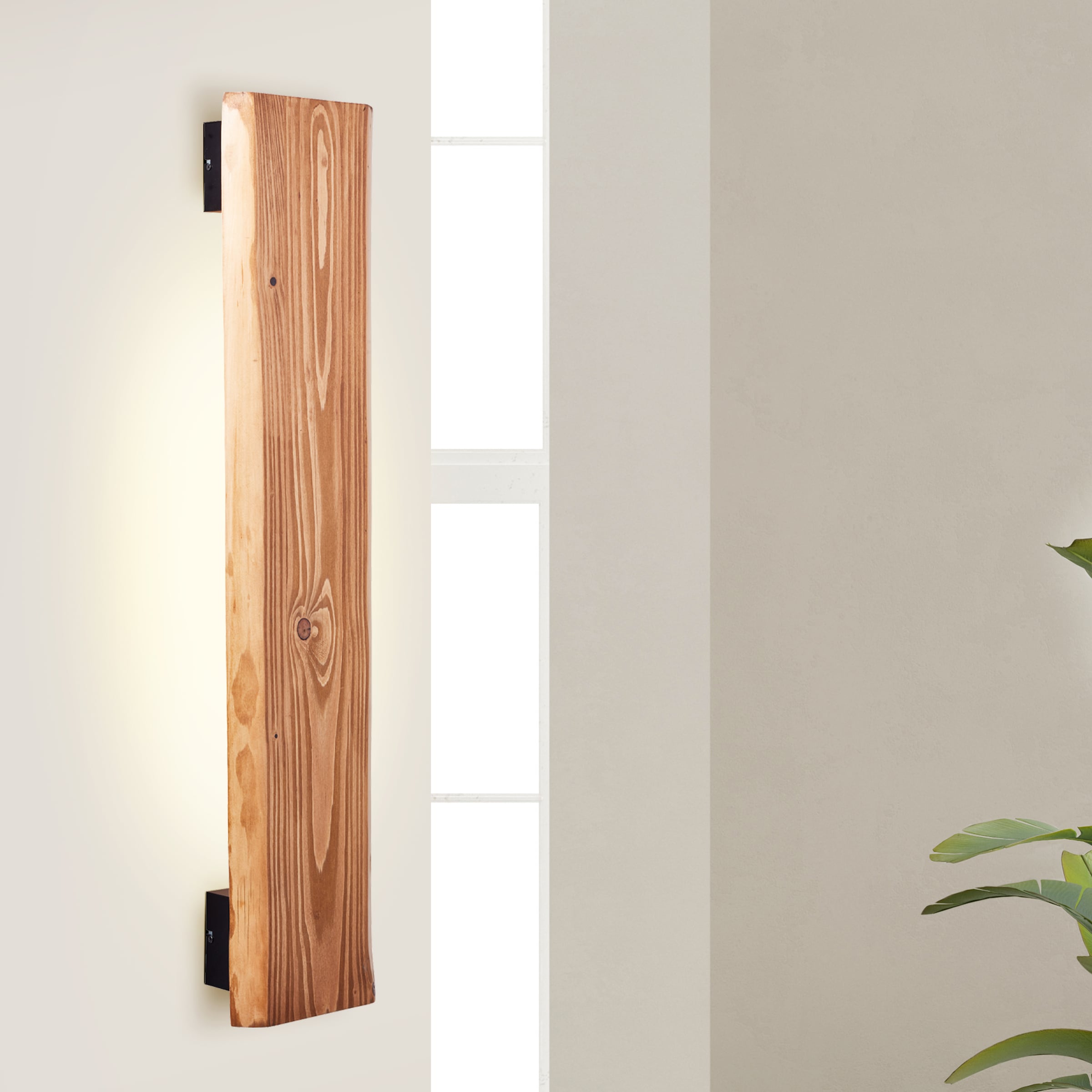 Brilliant LED Wandleuchte »Feingold«, 1 flammig-flammig, aus nachhaltigem Holz, 100 cm Höhe, Holz/Metall, kiefer gebeizt