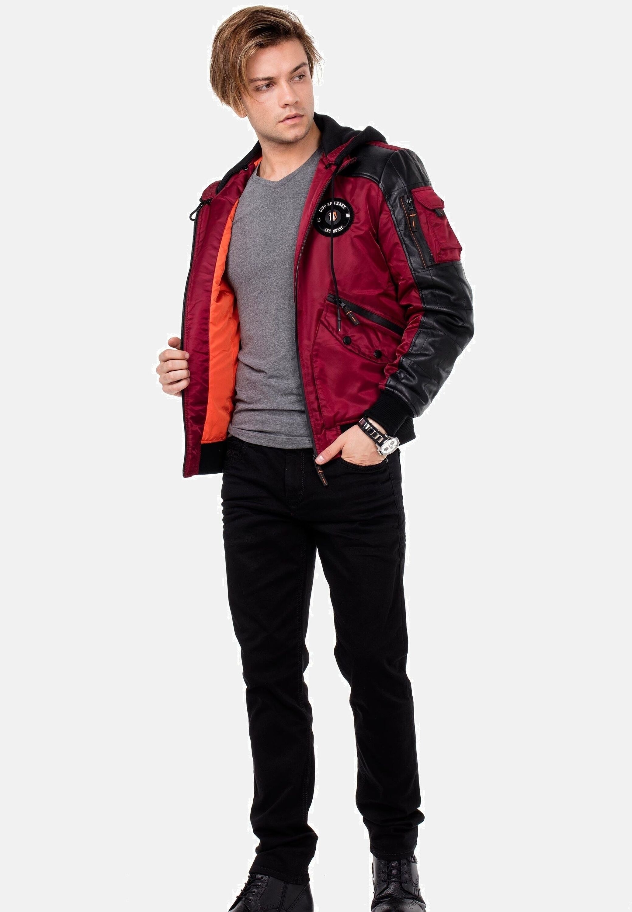 Cipo & Baxx Bomberjacke »Jacke«, mit Kapuze, mit abnehmbarer Kapuze, CM-134