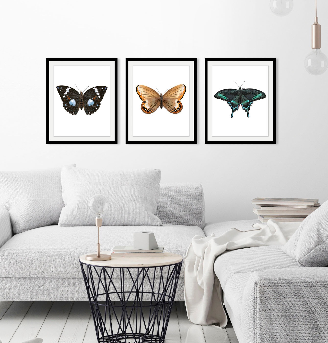 queence Bild »Lexy«, Schmetterlinge-Kunst-Insekten, (1 St.), HD Premium Poster-Druck inkl. Holzrahmen
