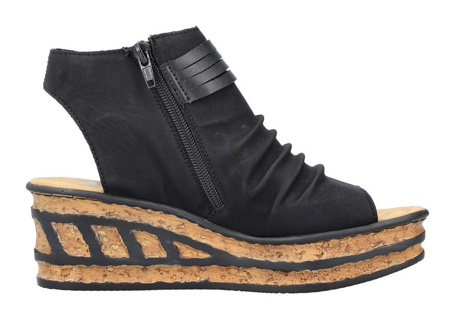 Rieker Women's Wedge Sandal Black 37 3
