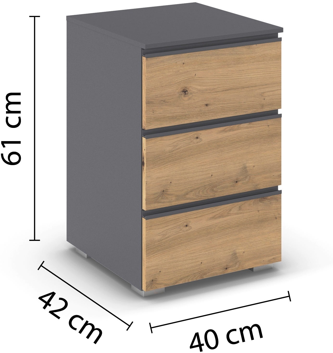 rauch Nachtkommode »Joel« Breite 40 cm,  drei praktische und geräumige Schubladen MADE IN GERMANY