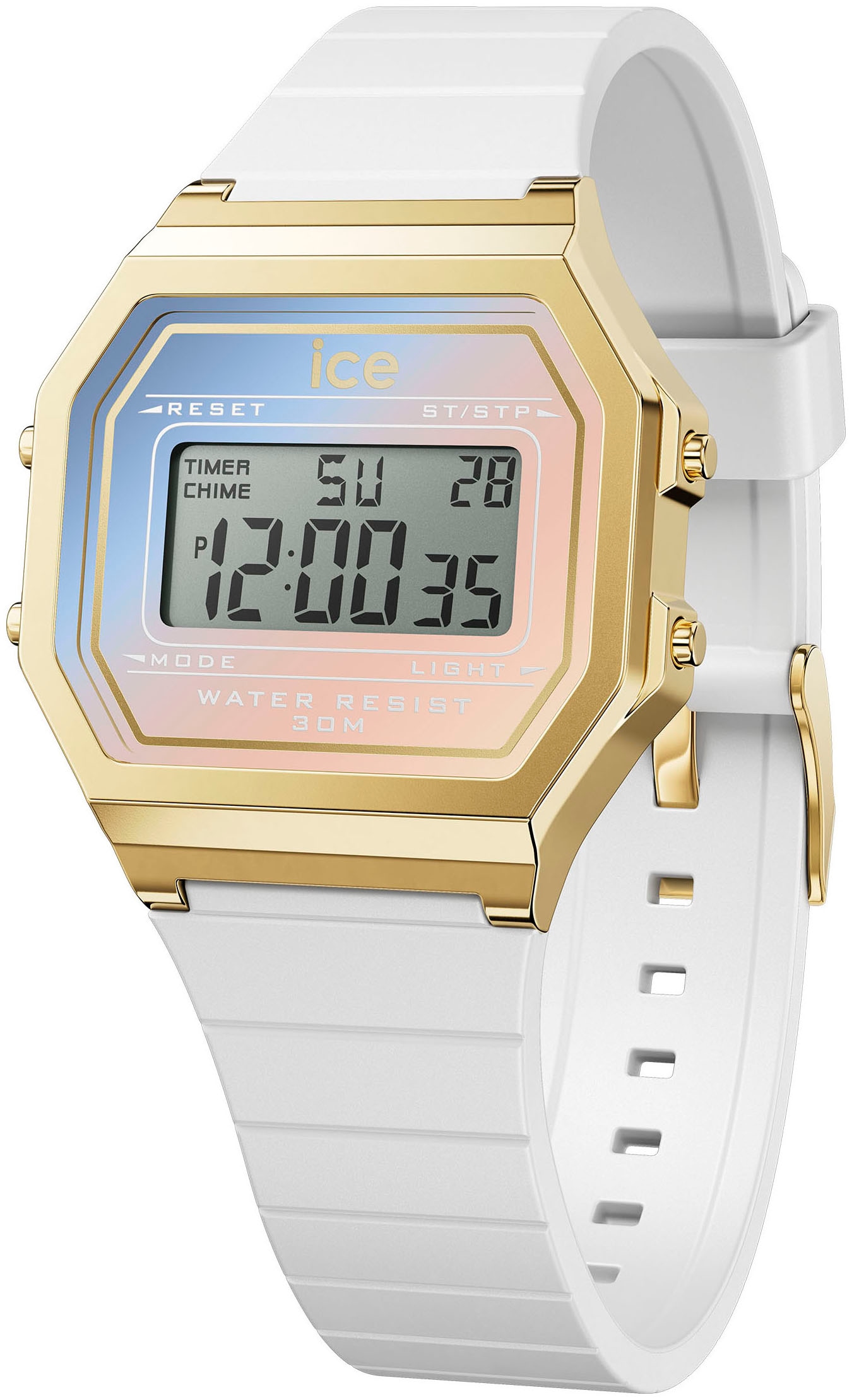 ice-watch Chronograph »ICE digit retro sunset - Small«, Quarzuhr, Armbanduhr, Damenuhr, Datum, digital, Silikonarmband