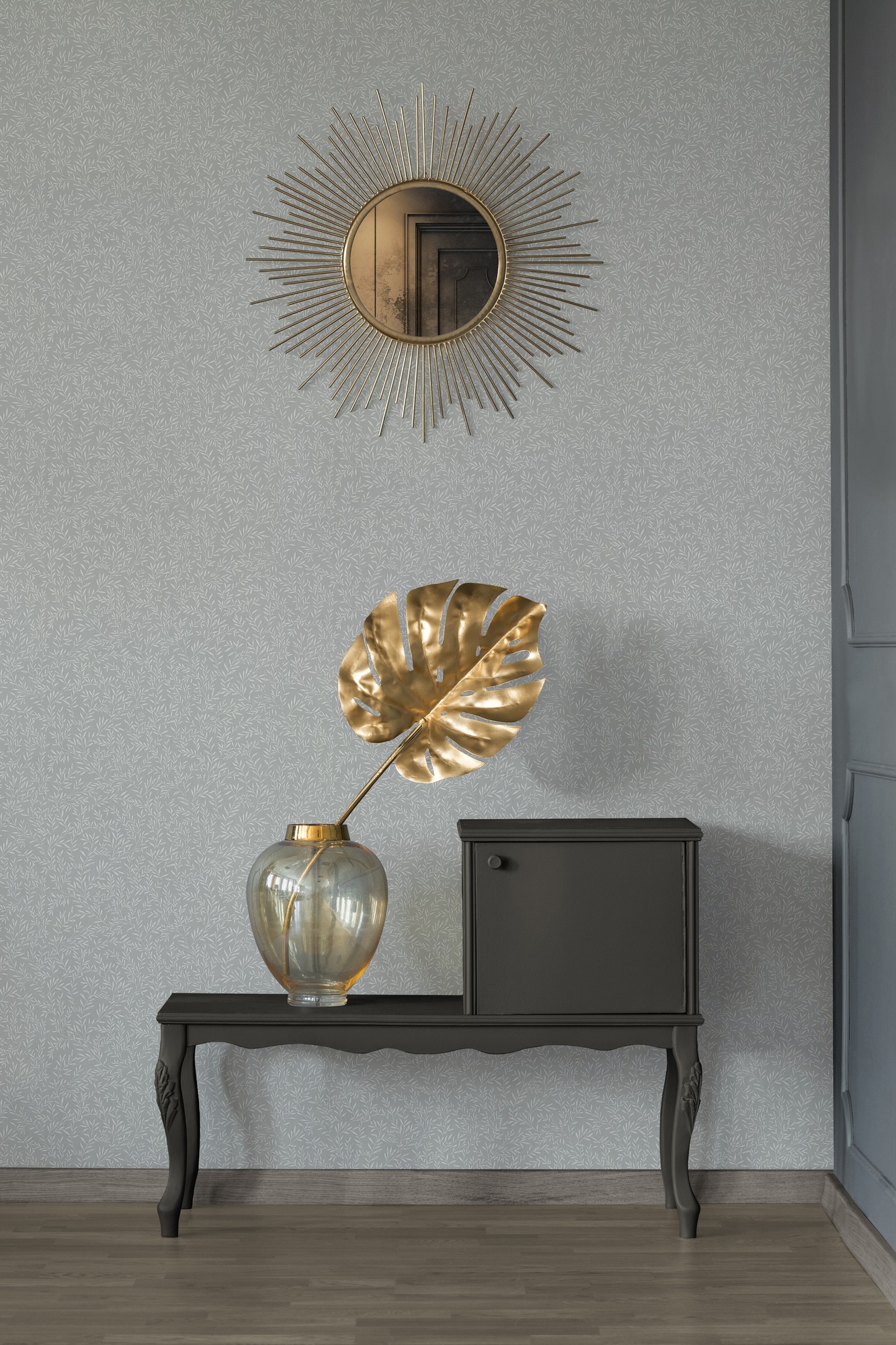 A.S. Création Vliestapete »Landhaustapete Floral«, matt-gemustert-neutral, Natur-Tapete mit Blätterranke Tapeten Wohnzimmer Schlafzimmer Küche
