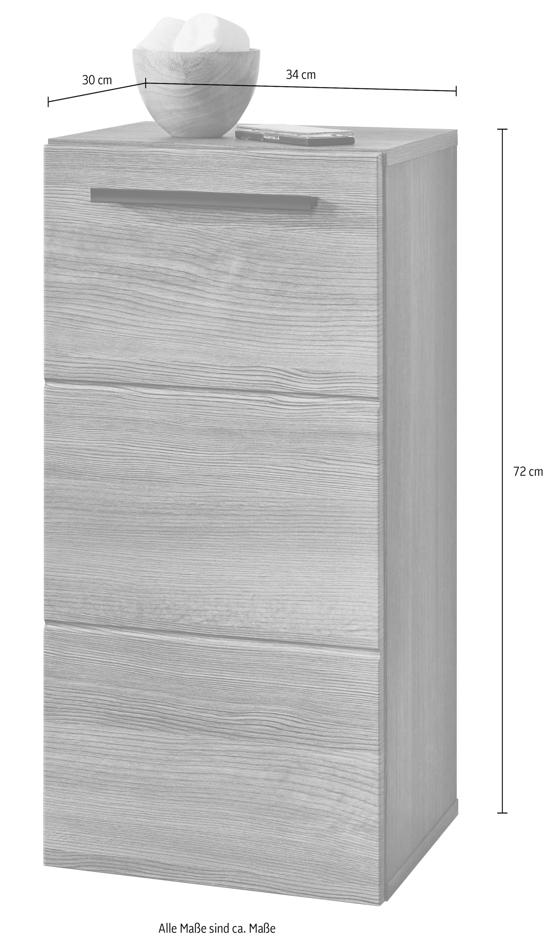 BASIC by Balculina Midischrank »Silver, Badezimmerschrank BxHxT 34x72x30«, (1 St.), Breite 34cm, Tür L/R monierbar, FSC-Mix 70%