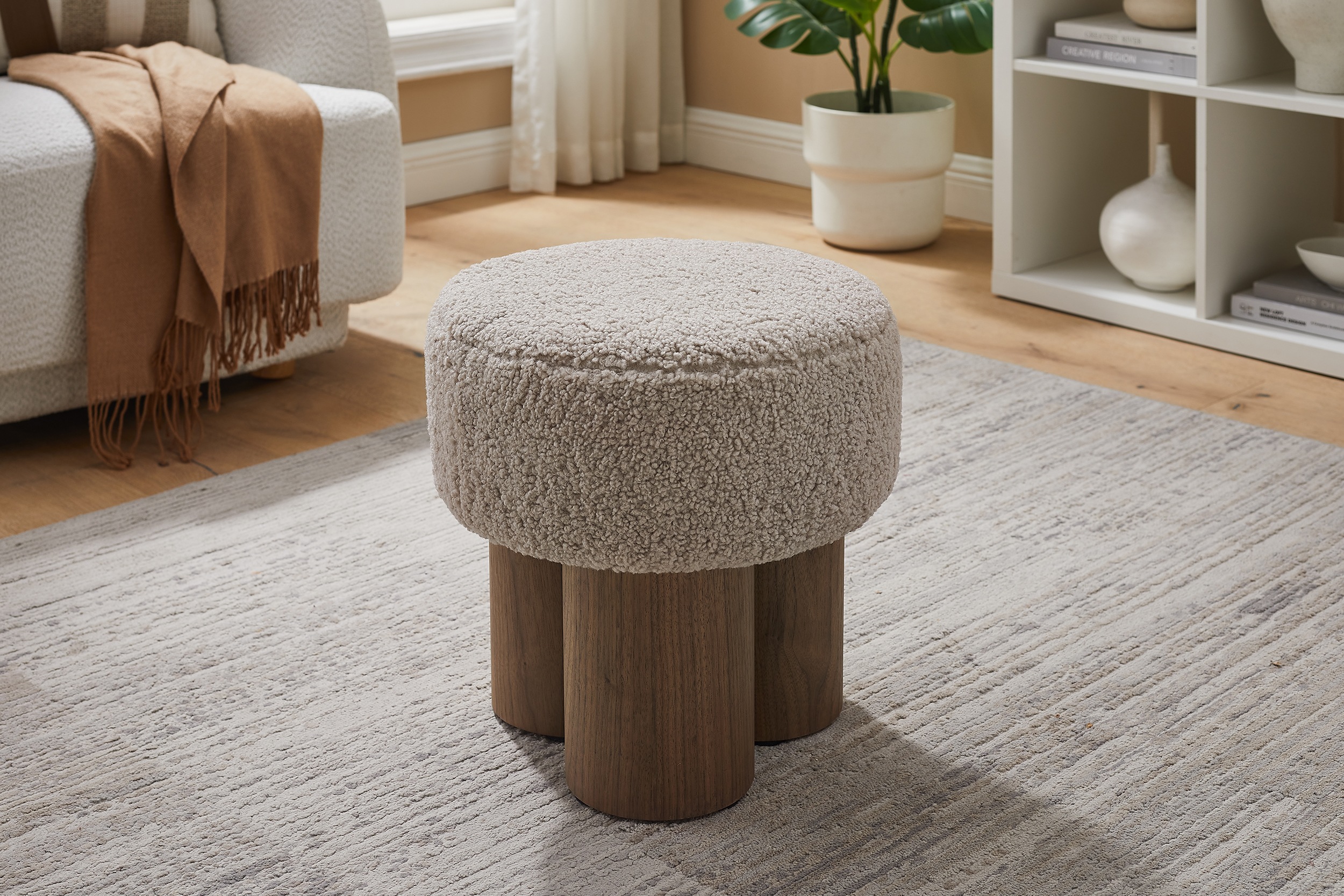 SalesFever Sitzhocker 1 Stk. tlg. mit Sitzfläche aus Teddyfell günstig online kaufen