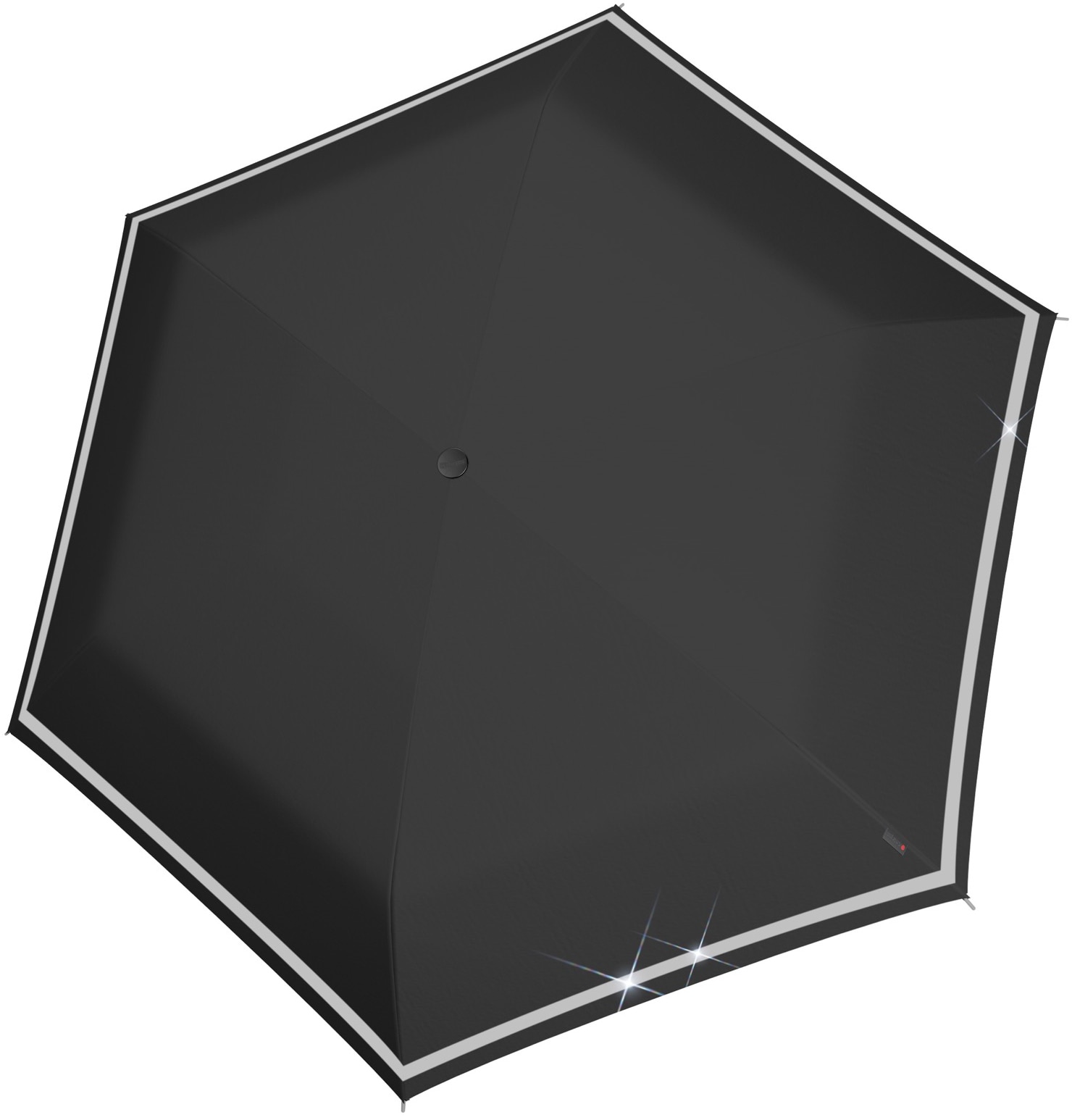 Knirps® Taschenregenschirm »Rookie manual, black reflective«, für Kinder; mit umlaufendem, reflektierendem Band