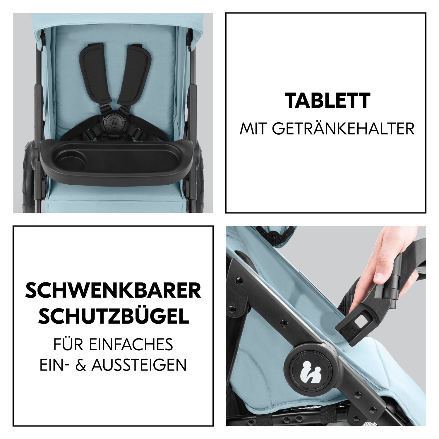 Hauck Kinder-Buggy »Shop N Care, Dusty Blue«, 22 kg, bis 22 kg belastbar; kompatibel mit Babyschale