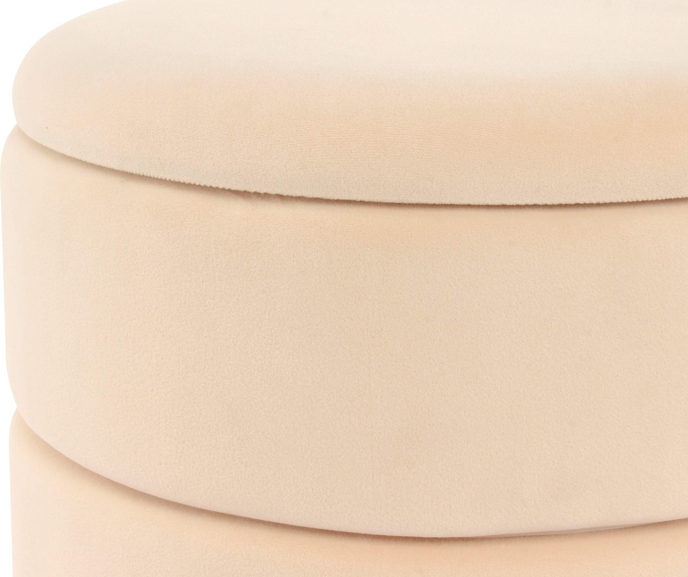 Kayoom Stauraumhocker »Hocker Zero 525, Sitzhocker mit Komfort,runde, moderne Form«, (1 St.), glamourös, elegant, mit Stauraum, Bezug aus samtweichem Stoff