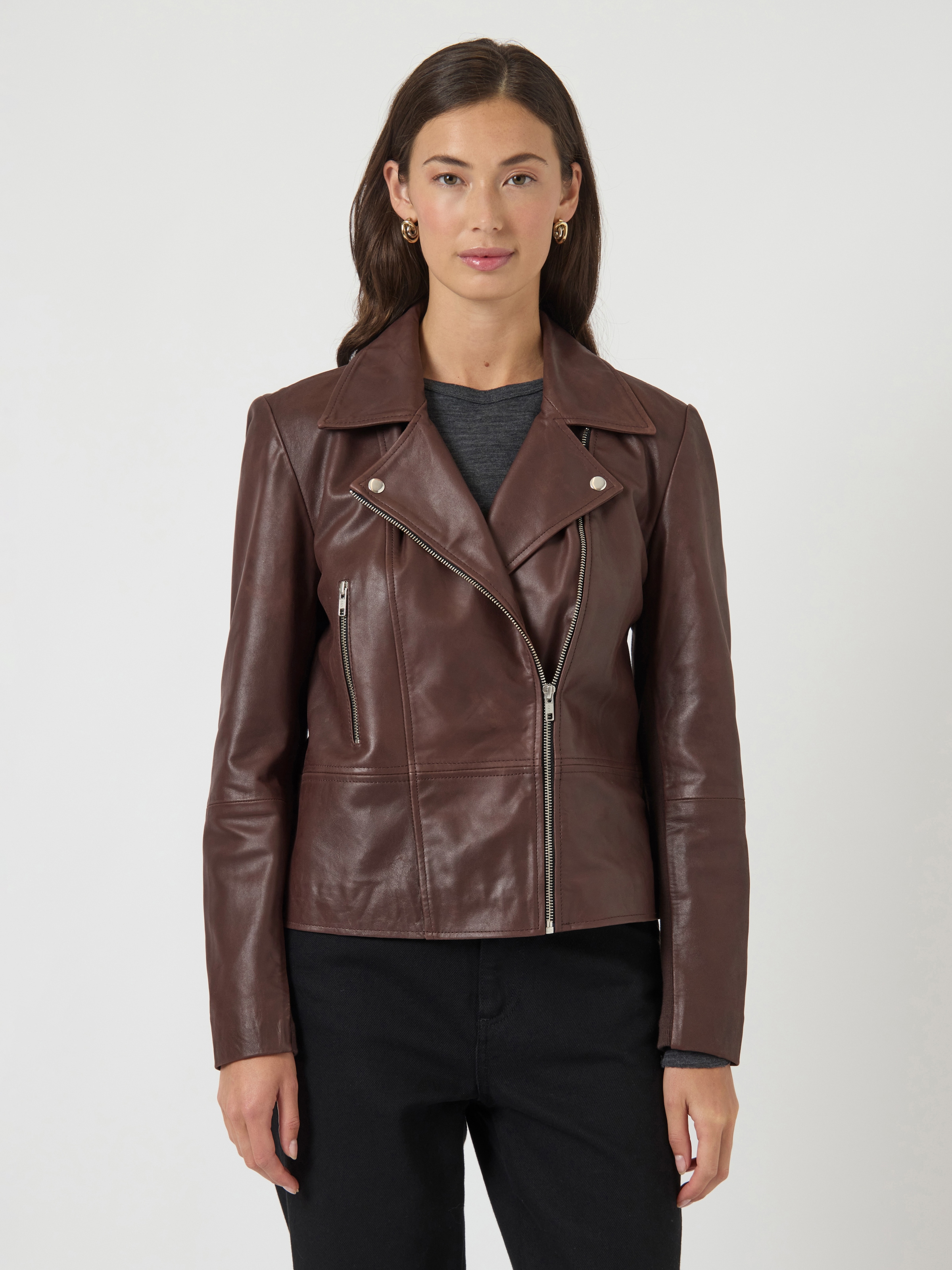 Y.A.S Lederjacke "YASSOPHIE LEATHER JACKET" mit Biker Details günstig online kaufen